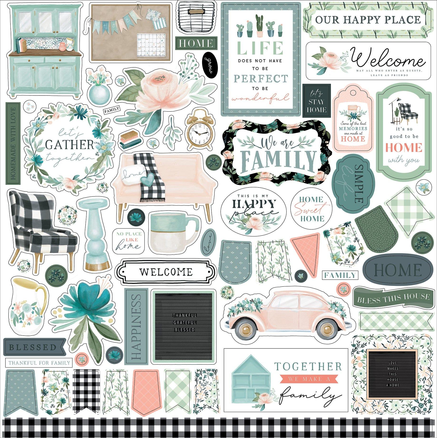 Gather At Home Collection 12 x 12 Scrapbook Sticker Sheet by Carta Bella - Scrapbook Supply Companies