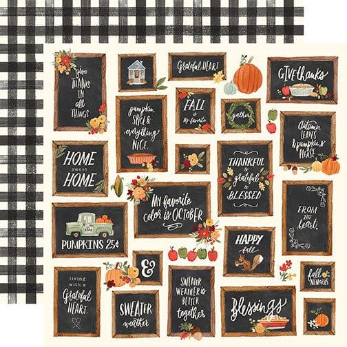 Hello Autumn Collection Give Thanks Boards 12 x 12 Double-Sided Scrapbook Paper by Carta Bella - Scrapbook Supply Companies