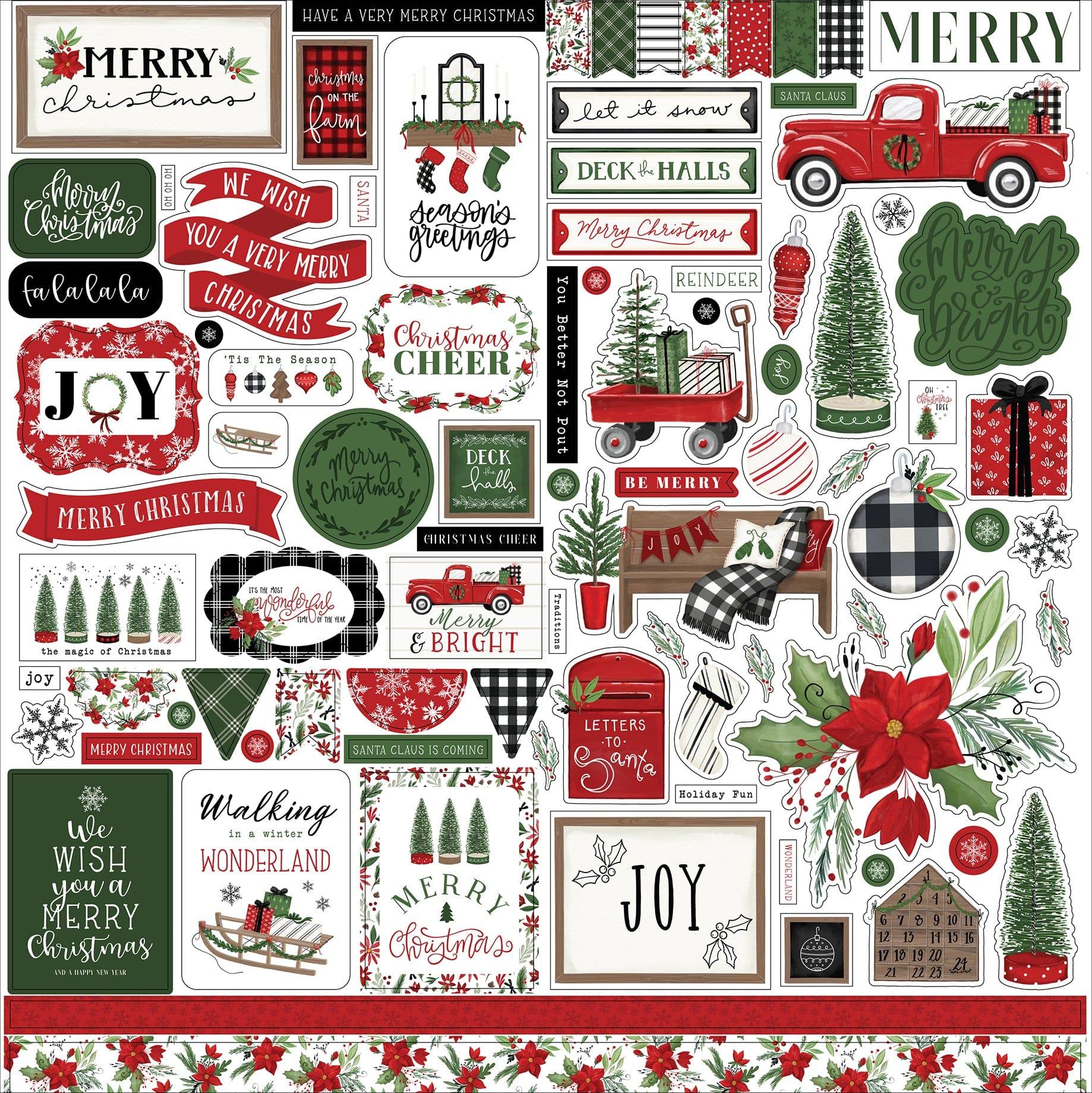 Home For Christmas Collection 12 x 12 Scrapbook Sticker Sheet by Carta Bella - Scrapbook Supply Companies