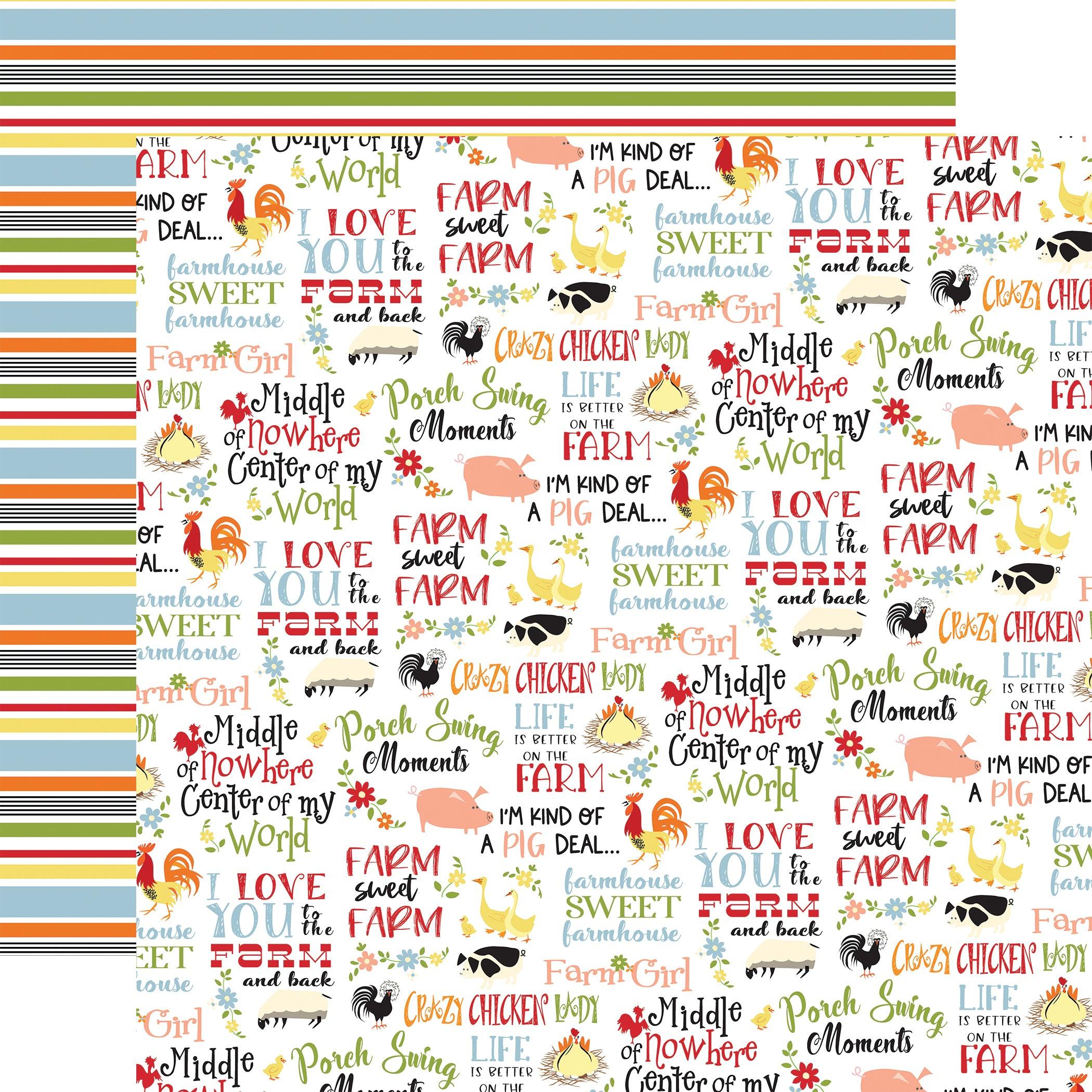 Farmhouse Living Collection Farm Girl Phrases 12 x 12 Double-Sided Scrapbook Paper by Carta Bella - Scrapbook Supply Companies