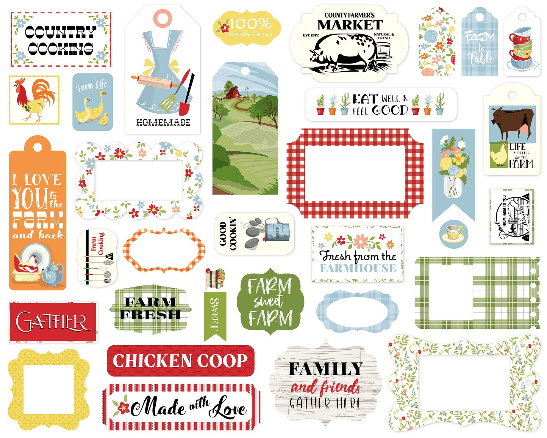Farmhouse Living Collection 5 x 5 Scrapbook Frames & Tags Die Cuts by Carta Bella - Scrapbook Supply Companies