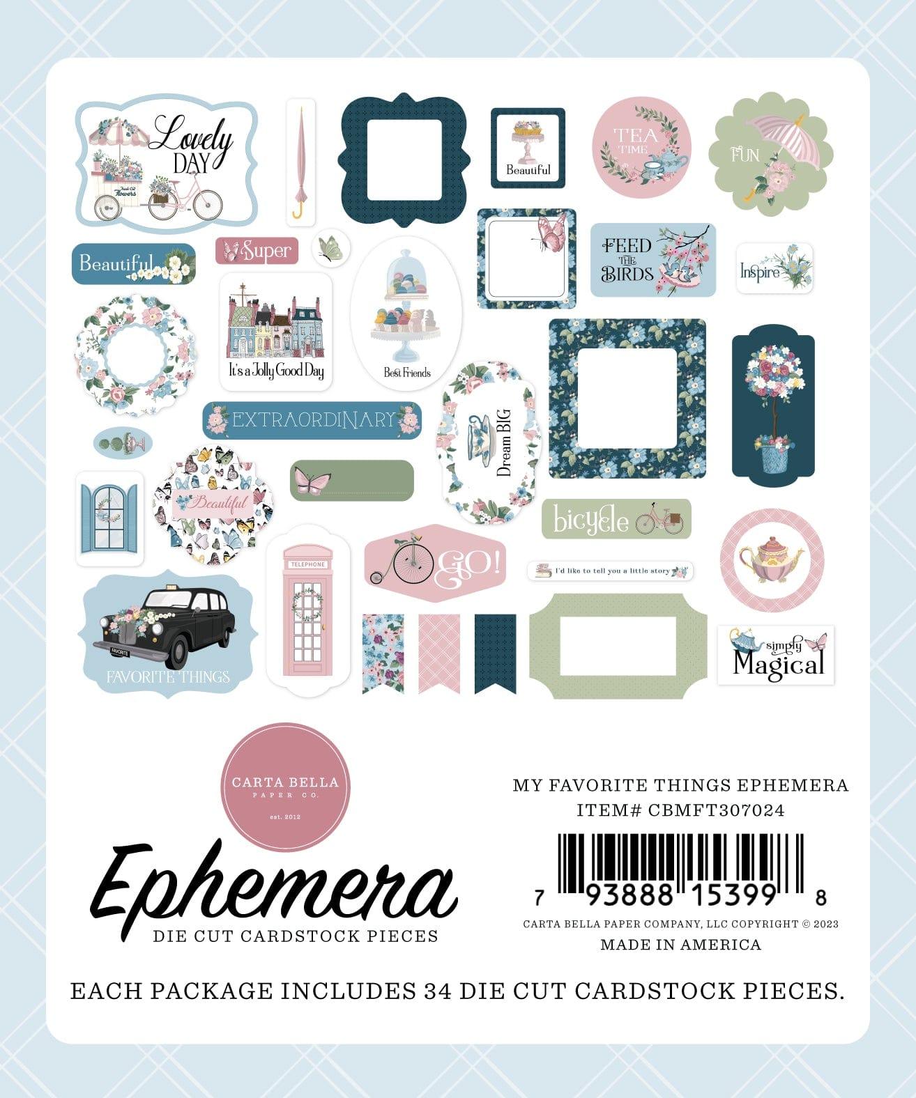 My Favorite Things Collection 5 x 5 Scrapbook Ephemera Die Cuts by Carta Bella - Scrapbook Supply Companies