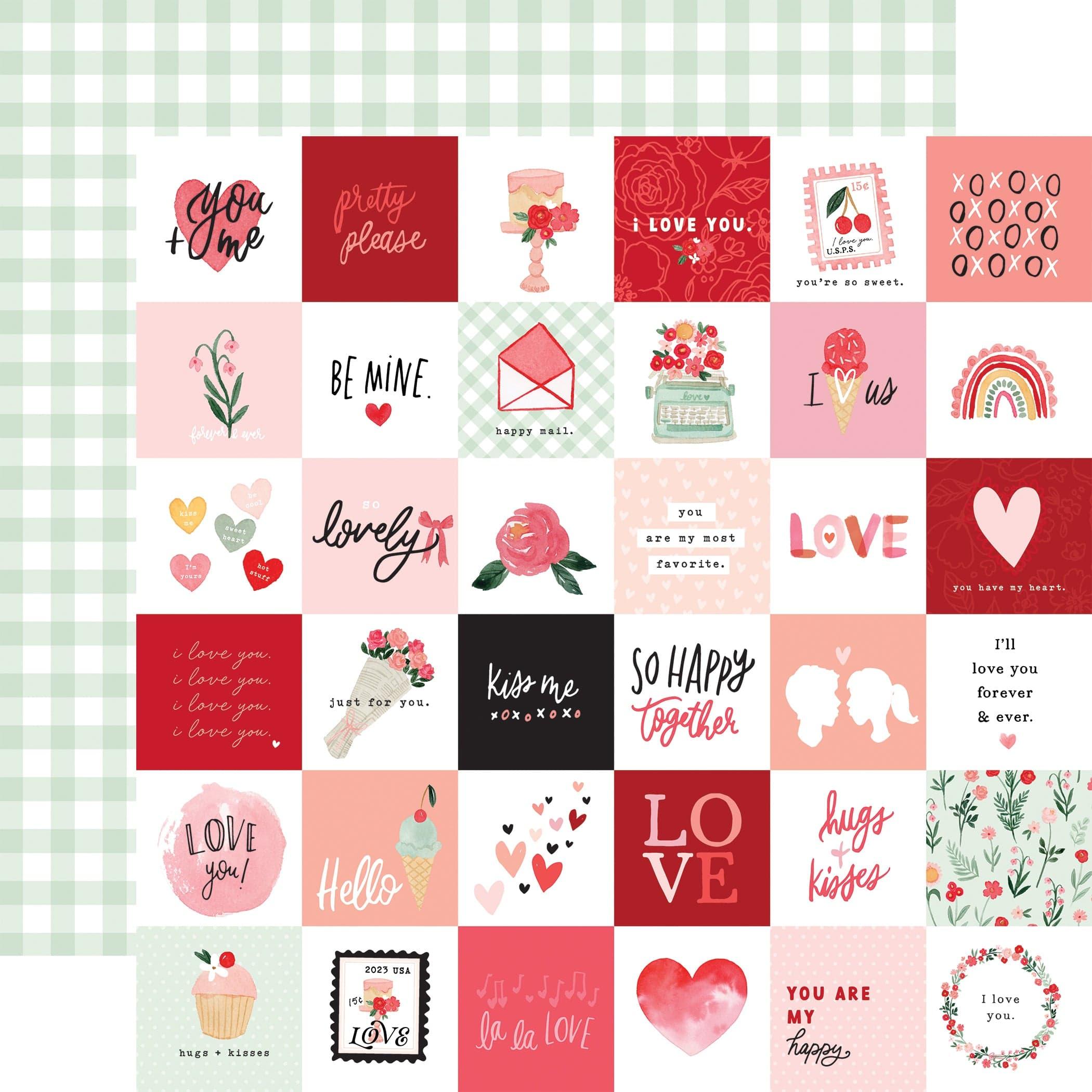 My Valentine Collection 2x2 Journaling Cards 12 x 12 Double-Sided Scrapbook  Paper by Carta Bella