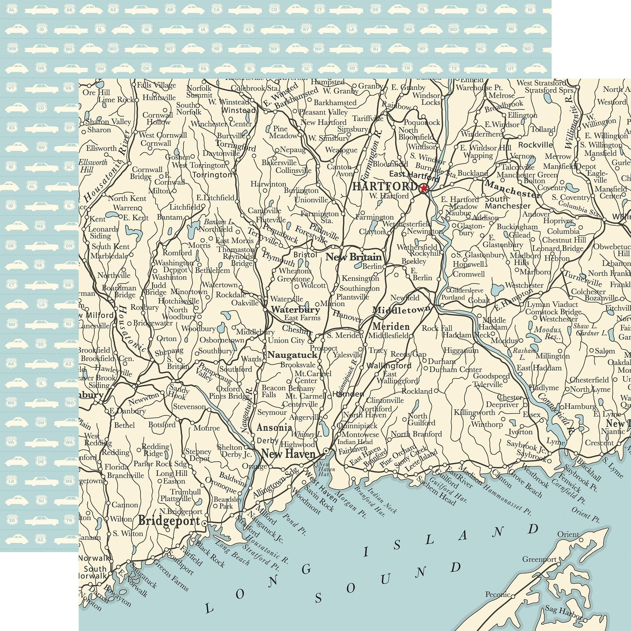 Road Trip Collection Long Island Sound 12 x 12 Double-Sided Scrapbook Paper by Carta Bella