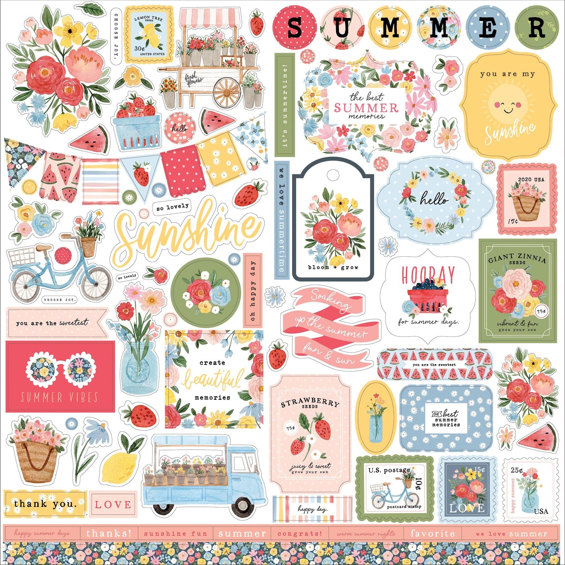Summer Collection 12 x 12 Scrapbook Sticker Sheet by Carta Bella - Scrapbook Supply Companies