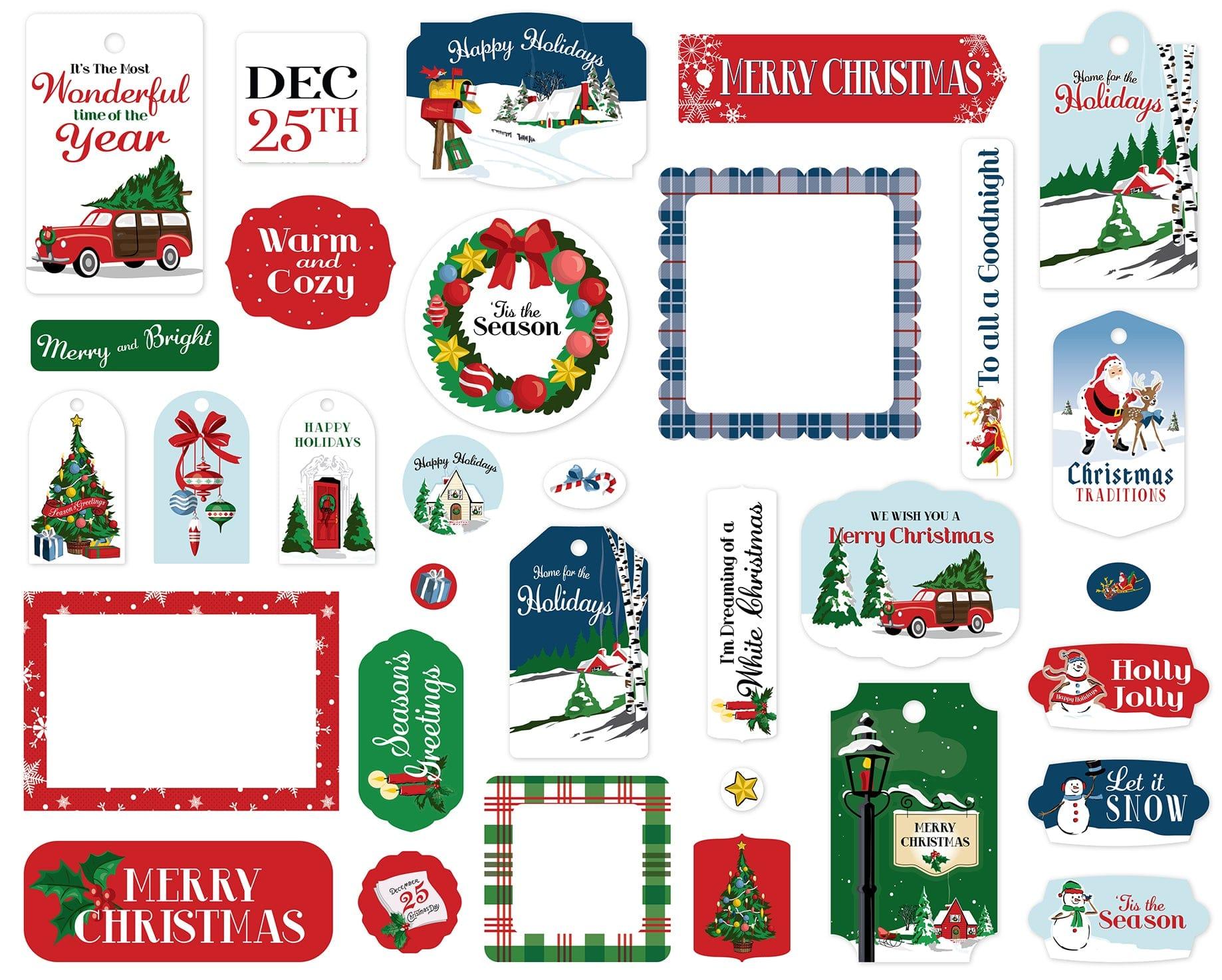 White Christmas Collection 5 x 5 Scrapbook Tags & Frames Die Cuts by Carta Bella - Scrapbook Supply Companies