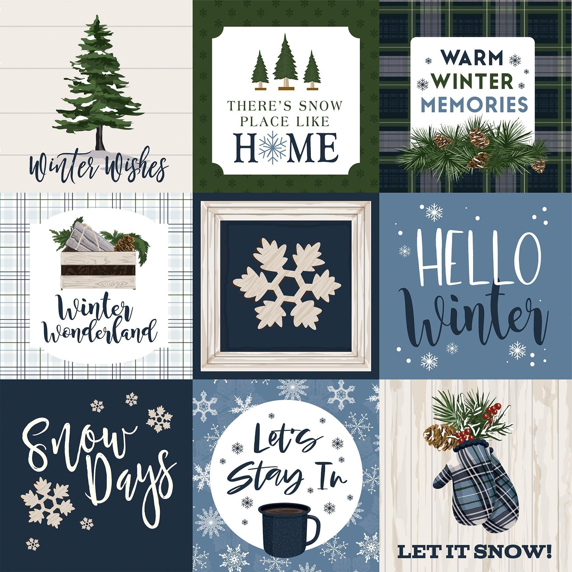 Welcome Winter Collection 4 x 4 Journaling Cards 12 x 12 Double-Sided Scrapbook Paper by Carta Bella - Scrapbook Supply Companies