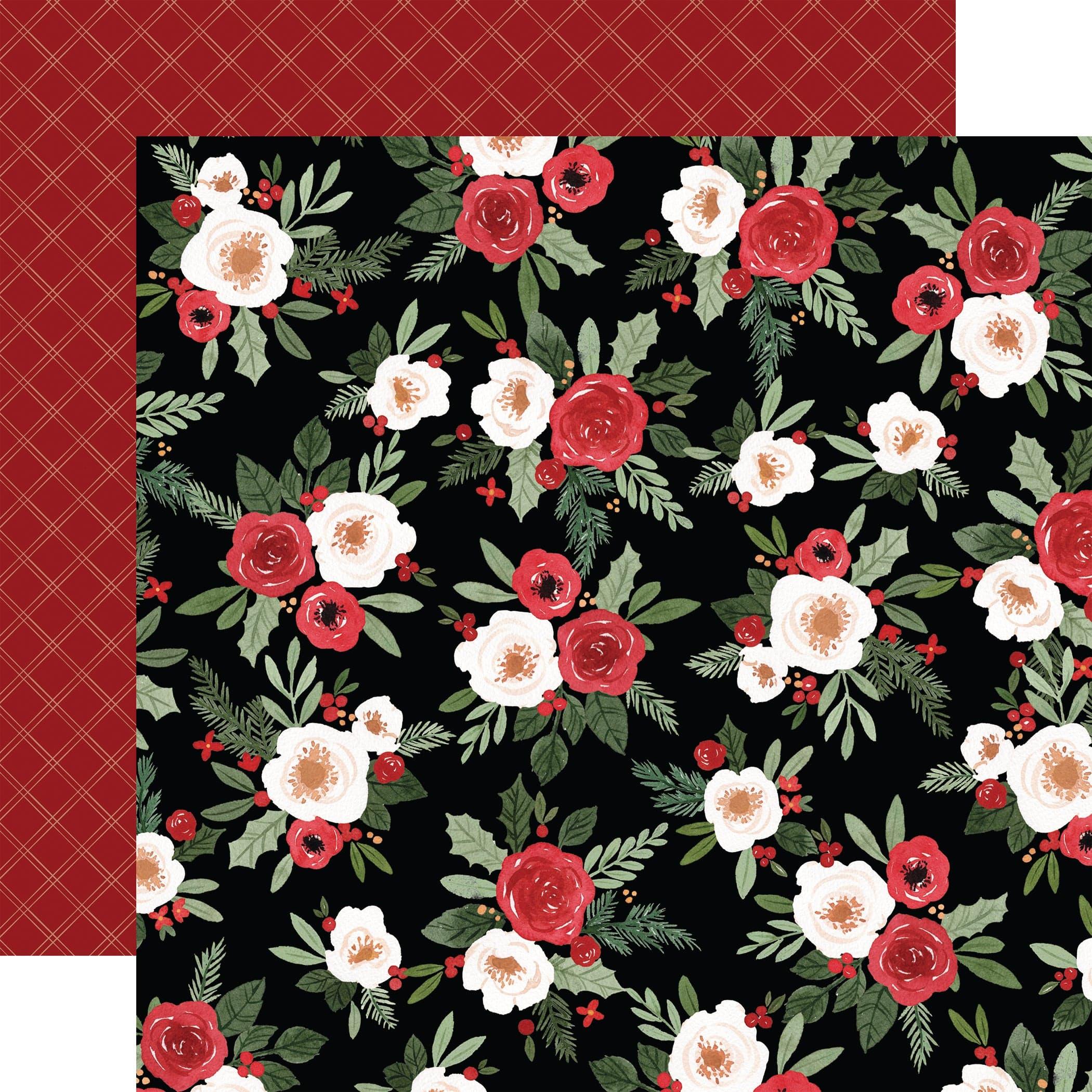 Happy Christmas Double-Sided Cardstock 12 inchx12 inch-Festive Floral
