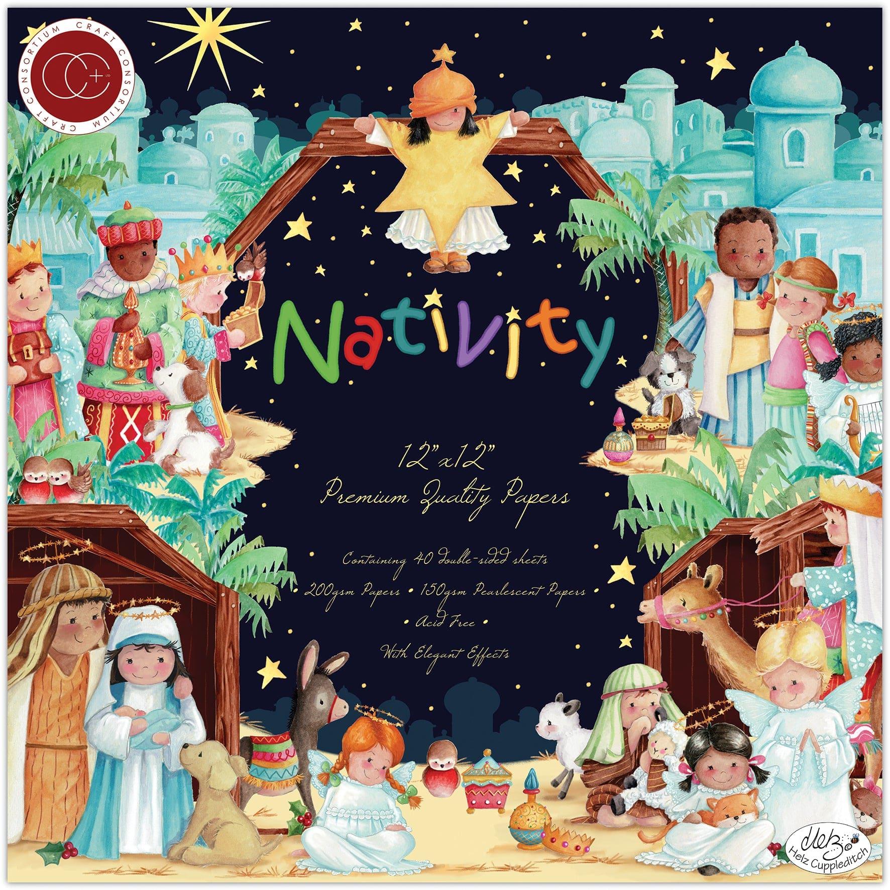 Nativity Collection 12 x 12 Double-Sided Premium Paper Pad with Elegant Effects - 40 Sheets by Craft Consortium