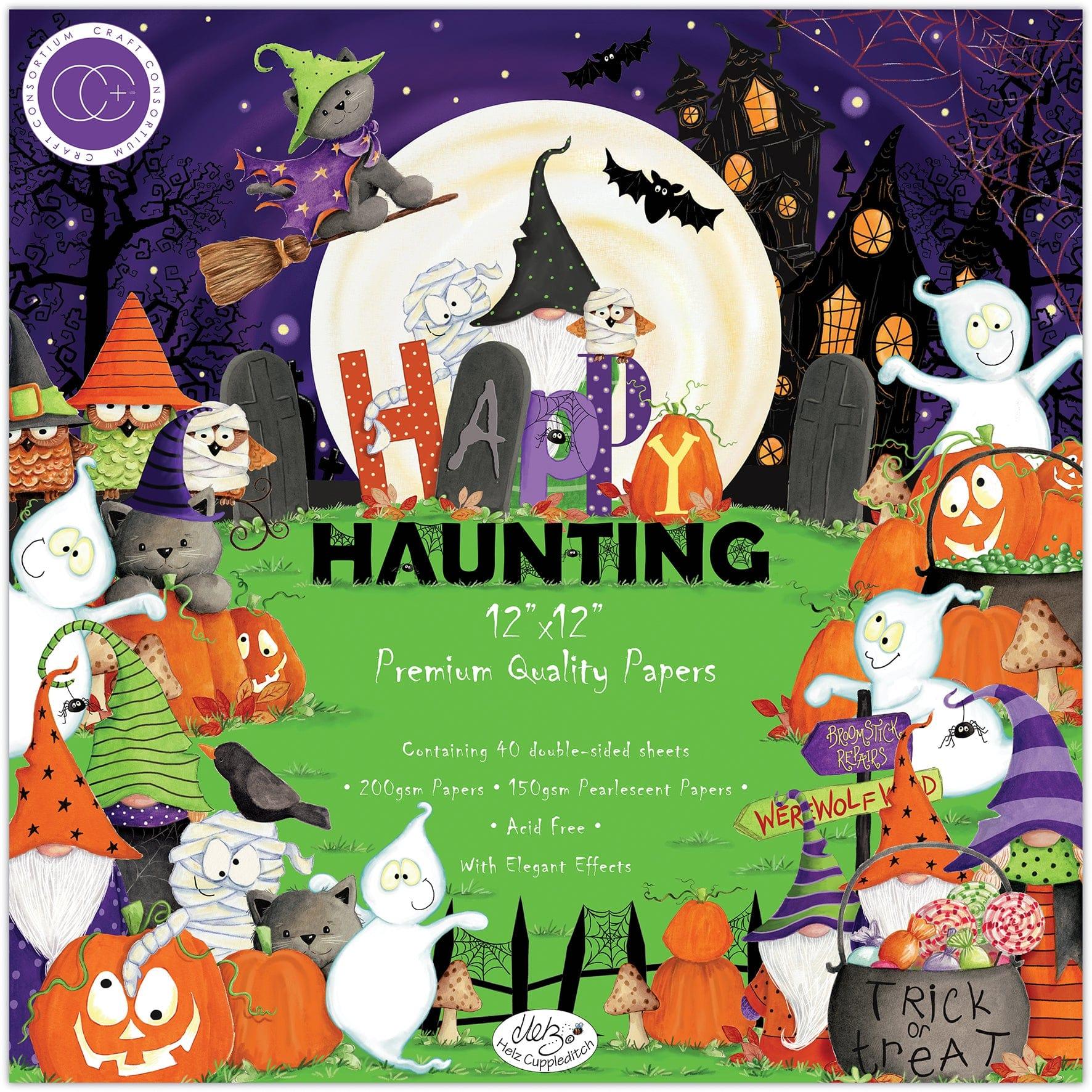 Happy Haunting Collection 12 x 12 Double-Sided Premium Paper Pad with Elegant Effects - 40 Sheets by Craft Consortium - Scrapbook Supply Companies