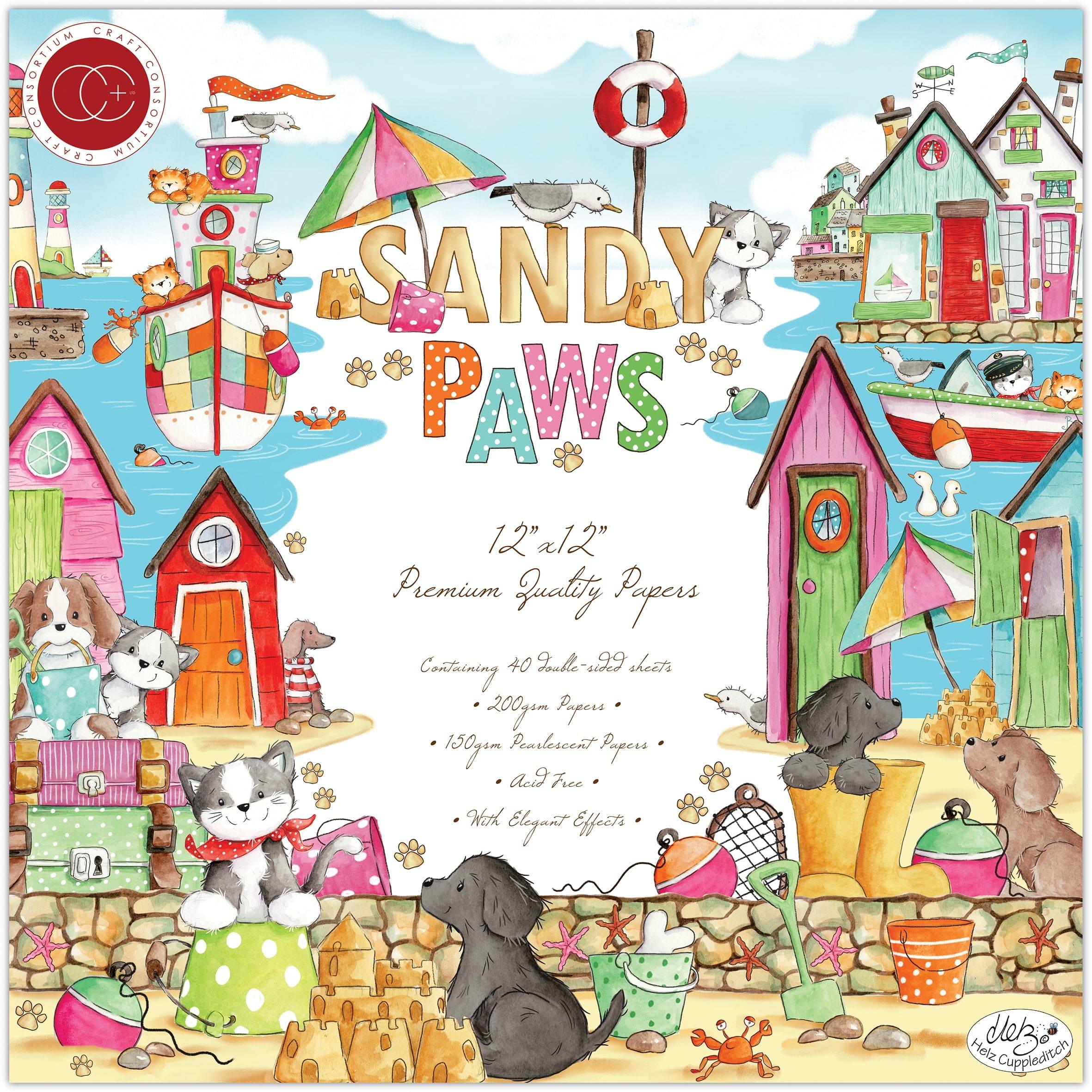 Sandy Paws Collection 12 x 12 Double-Sided Premium Paper Pad with Elegant Effects - 40 Sheets by Craft Consortium - Scrapbook Supply Companies