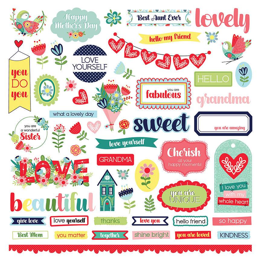 Cherish Collection 12 x 12 Cardstock Scrapbook Sticker Sheet by Photo Play Paper