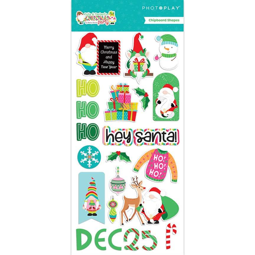 Tulla & Norbert's Christmas Party Collection 6 x 12 Scrapbook Chipboard Stickers by Photo Play Paper