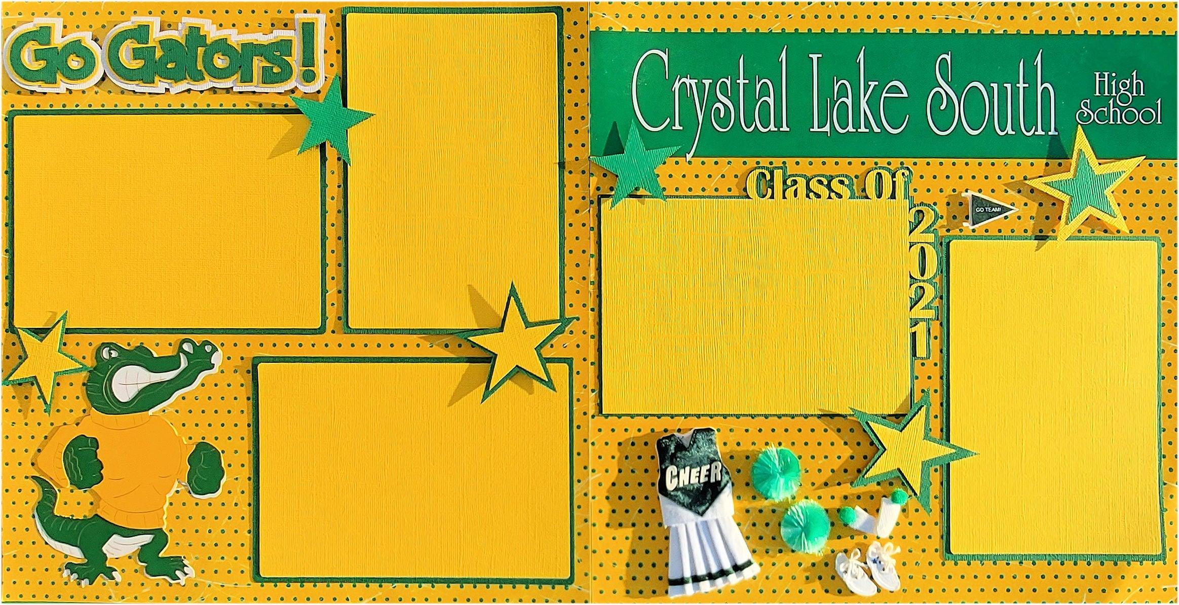 Crystal Lake South Class of 2021 Cheer (2) - 12 x 12 Pages, Fully-Assembled & Hand-Crafted 3D Scrapbook Premade by SSC Designs