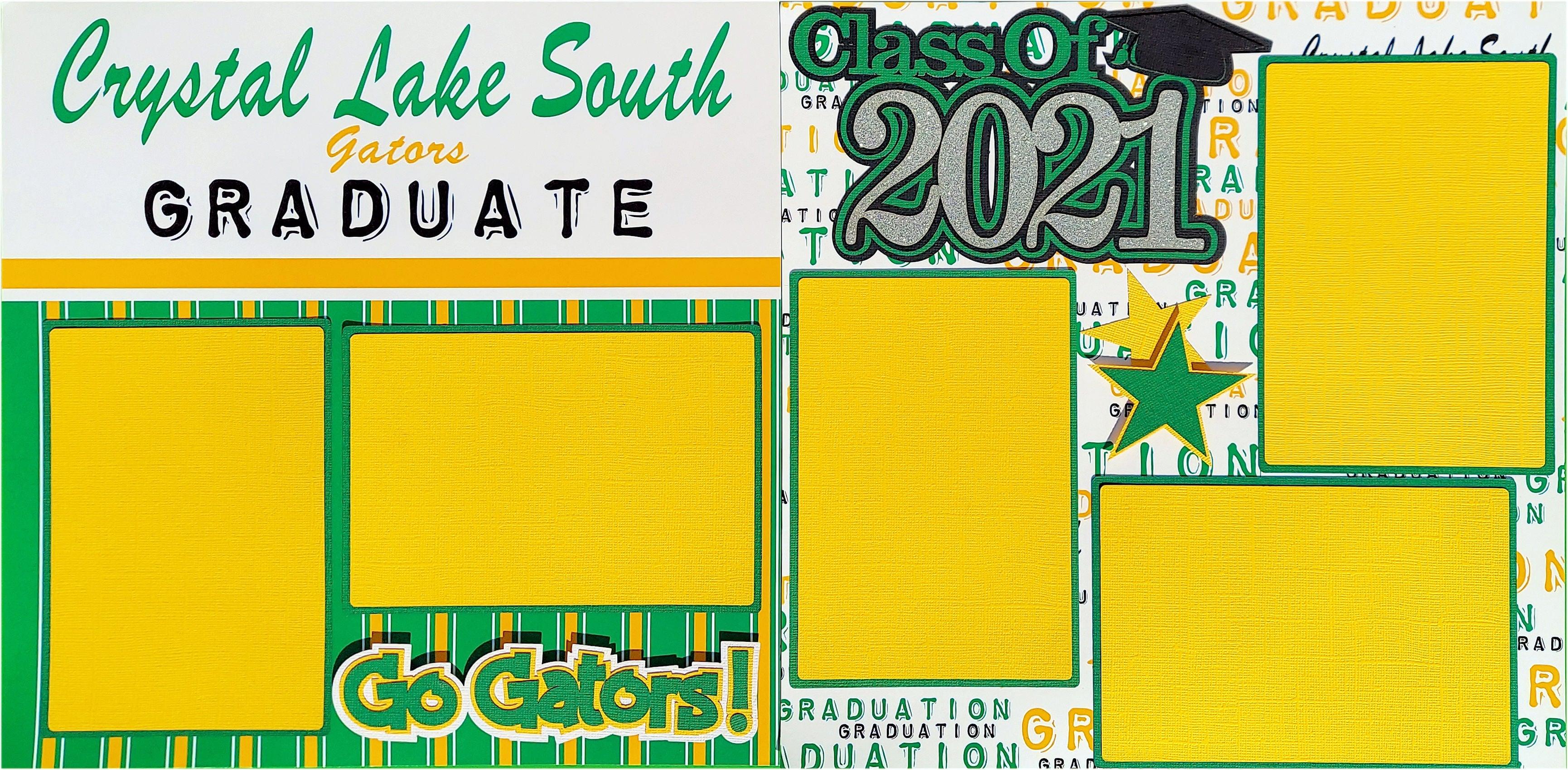 Crystal Lake South Class of 2021 Graduate (2) - 12 x 12 Pages, Fully-Assembled & Hand-Crafted 3D Scrapbook Premade by SSC Designs