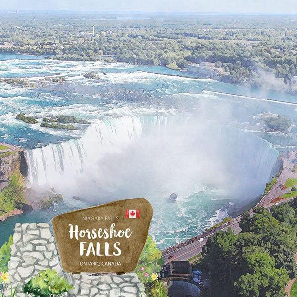 National Park Collection Ontario Canada Horseshoe Falls 12 x 12 Double-Sided Scrapbook Paper by Scrapbook Customs - Scrapbook Supply Companies