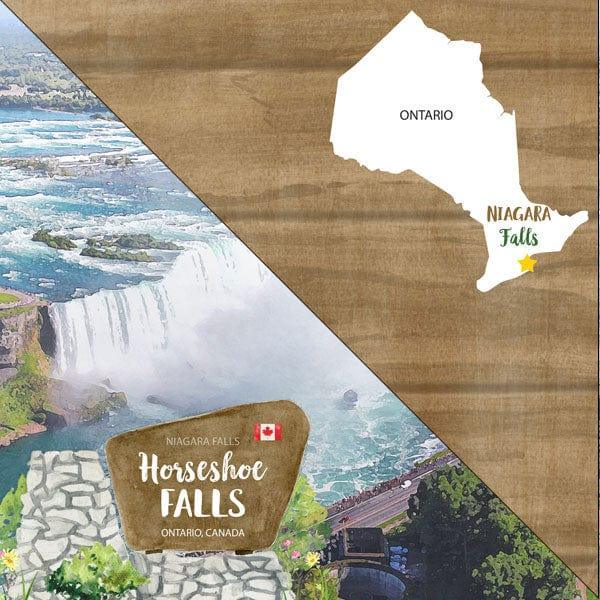 National Park Collection Ontario Canada Horseshoe Falls 12 x 12 Double-Sided Scrapbook Paper by Scrapbook Customs - Scrapbook Supply Companies