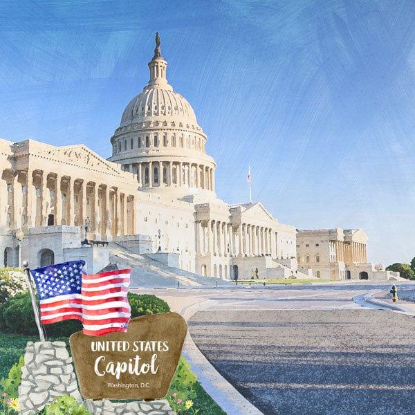 National Park Collection Washington D.C. United States Capital 12 x 12 Double-Sided Scrapbook Paper by Scrapbook Customs - Scrapbook Supply Companies