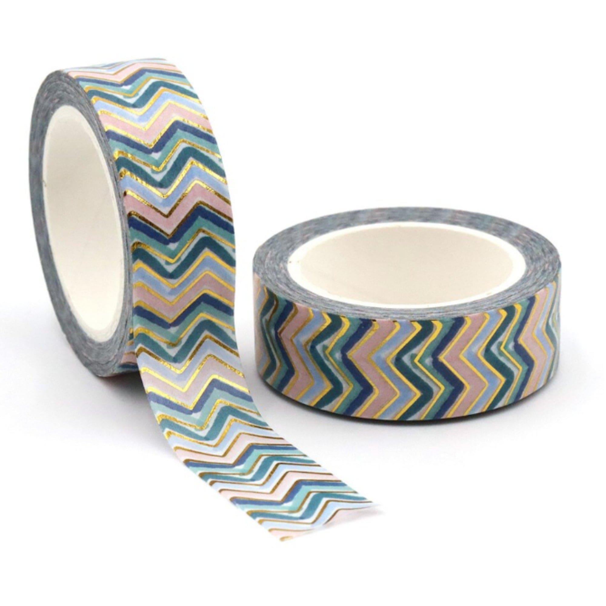 TW Collection Watercolor Chevron Gold Foiled Scrapbook Washi Tape by SSC Designs - 15mm x 30 Feet