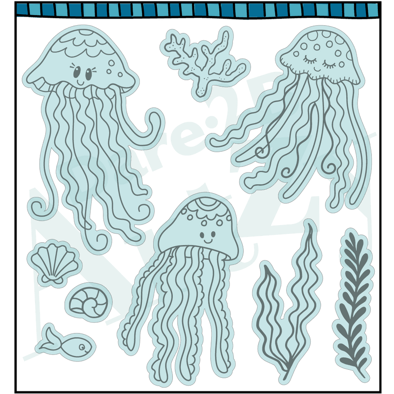 Make Waves Collection Jelly Fish 4.5 x 5.5 Metal Dies by Dare2BArtzy - Scrapbook Supply Companies