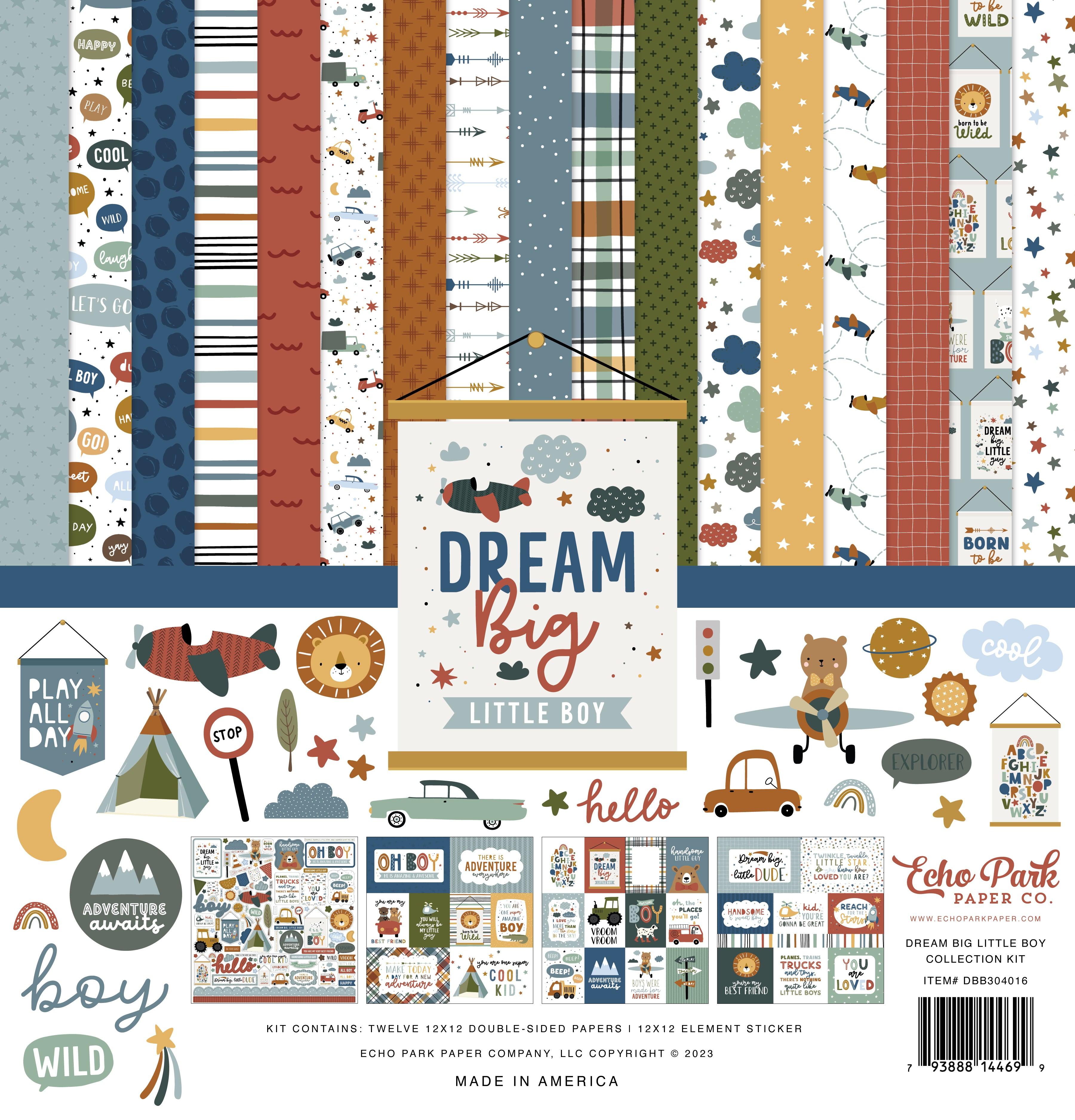 Dream Big Little Boy Collection 12 x 12 Scrapbook Paper & Sticker Pack by Echo Park Paper