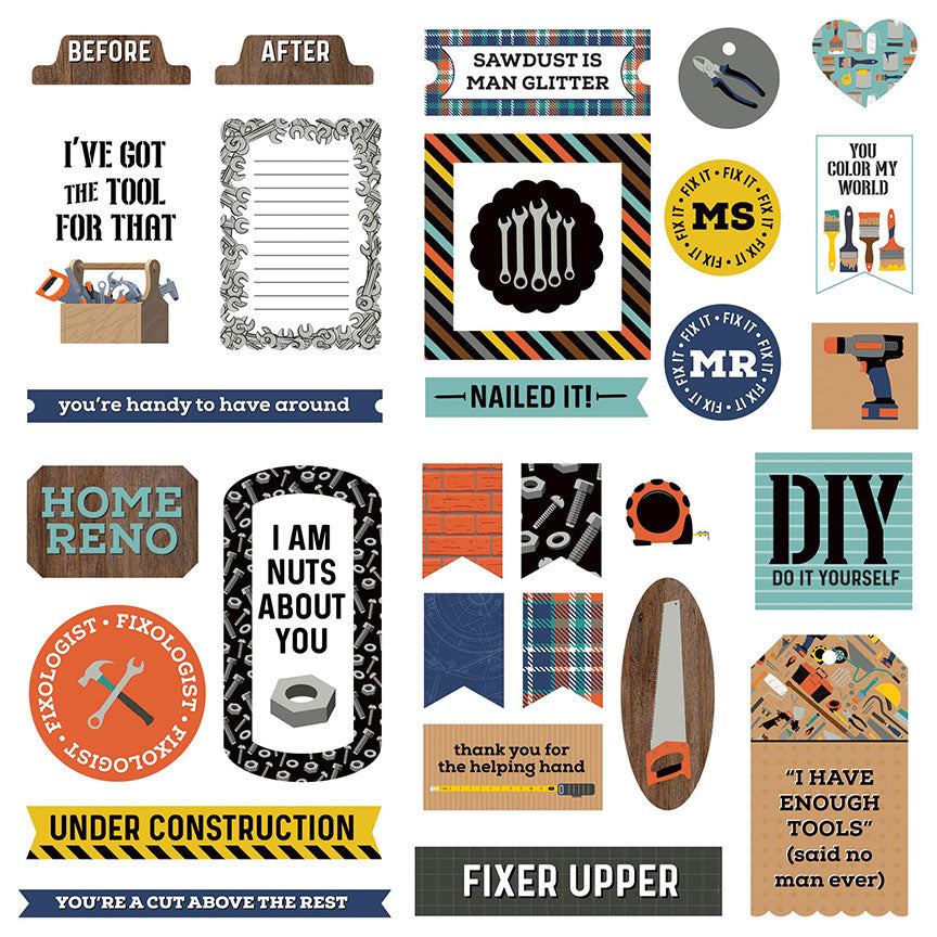 DIY Home Edition Collection 5 x 5 Die Cut Scrapbook Embellishments by Photo Play Paper