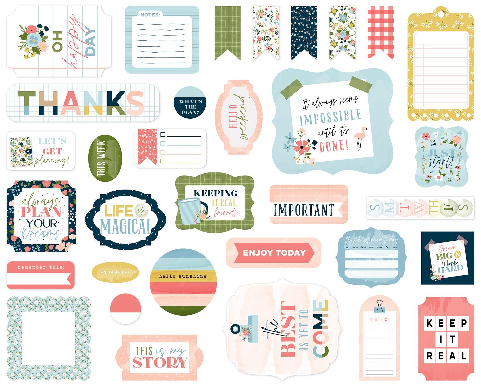 Day In The Life Collection 5 x 5 Scrapbook Ephemera Die Cuts by Echo Park Paper - Scrapbook Supply Companies