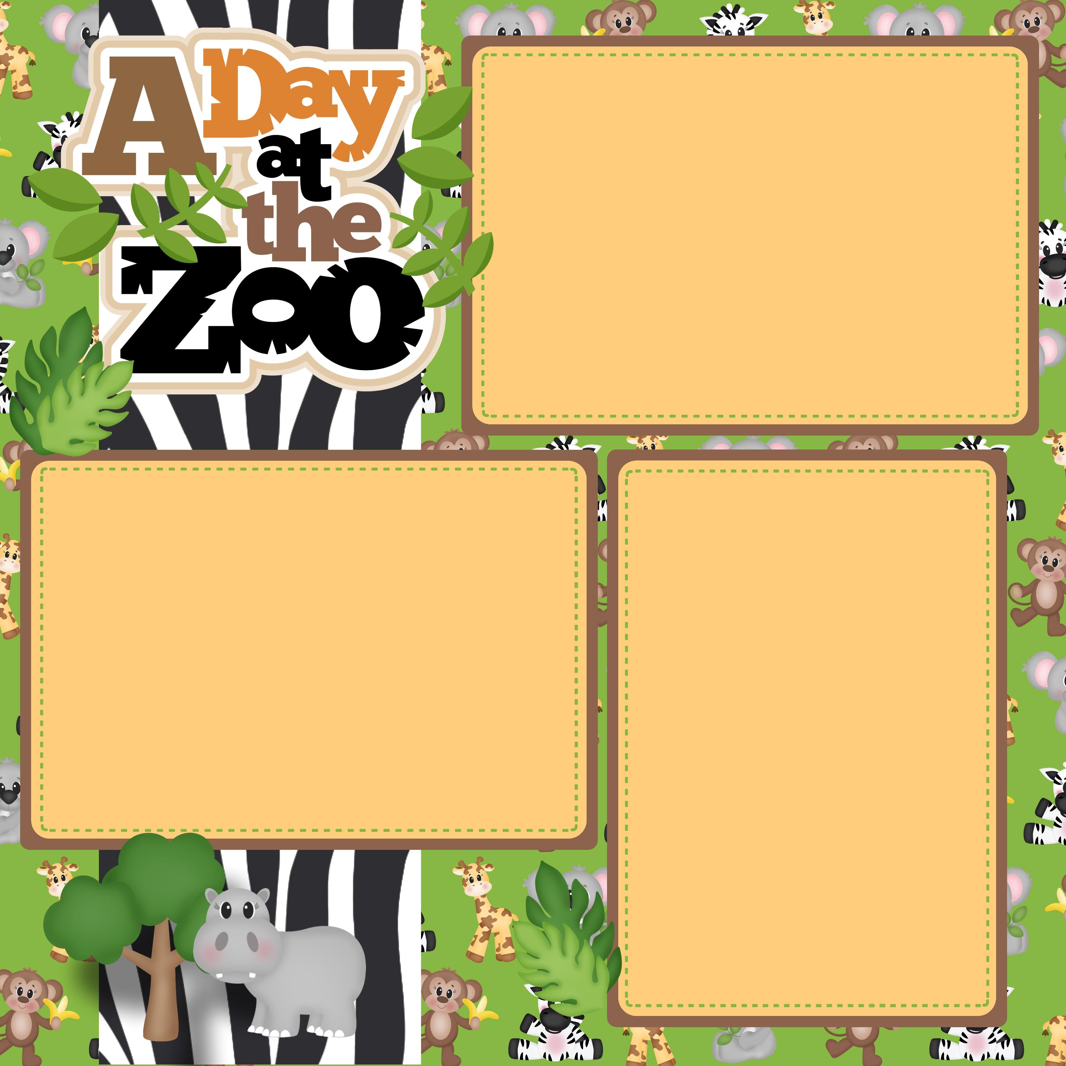 A Day At The Zoo (2) - 12 x 12 Premade, Printed Scrapbook Pages by SSC Designs - Scrapbook Supply Companies