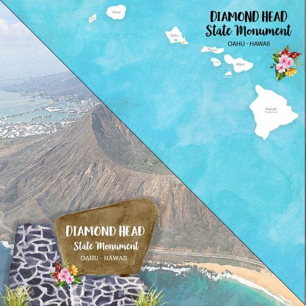 National Park Collection Hawaii State Monument Diamond Head 12 x 12 Double-Sided Scrapbook Paper by Scrapbook Customs - Scrapbook Supply Companies