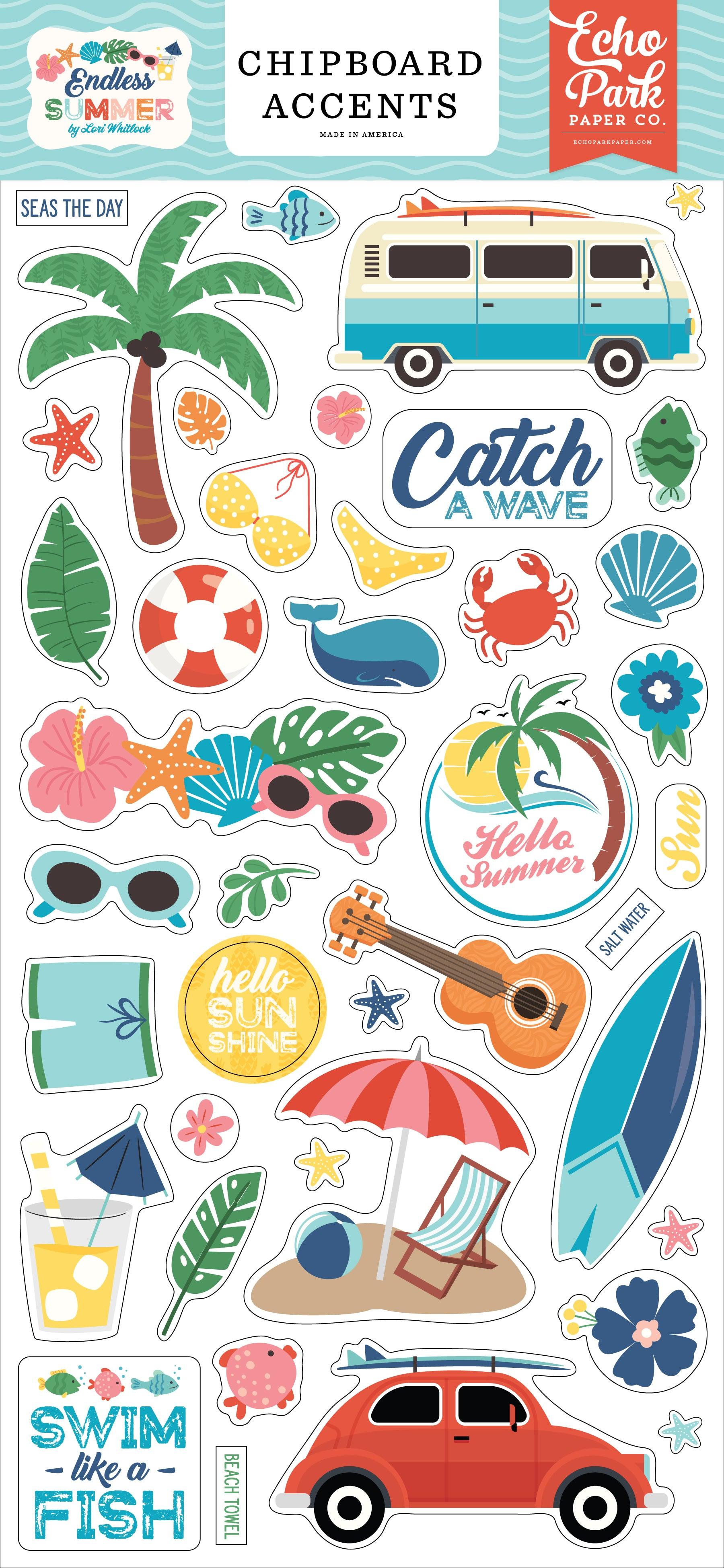 Endless Summer Collection 6 x 12 Scrapbook Chipboard Accents by Echo Park Paper - Scrapbook Supply Companies