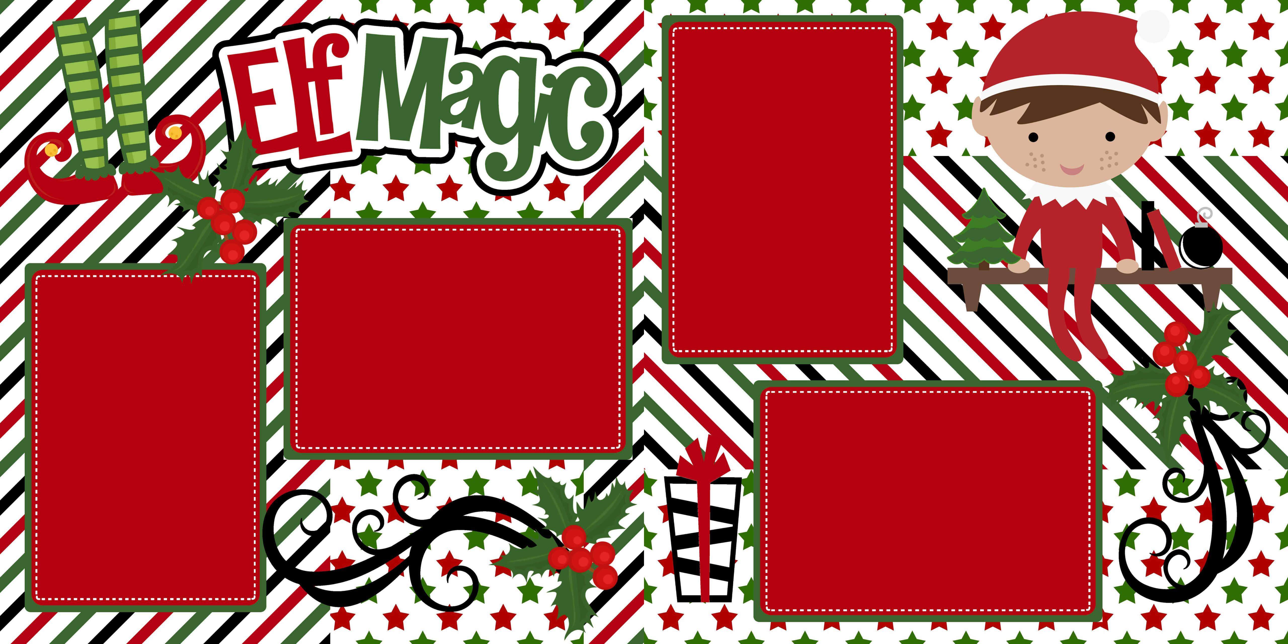Elf Magic Christmas (2) - 12 x 12 Premade, Printed Scrapbook Pages by SSC Designs