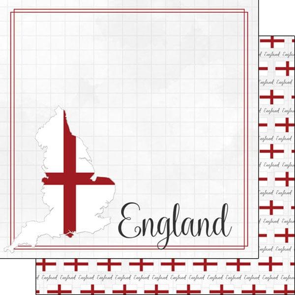 Travel Adventure Collection England Border 12 x 12 Double-Sided Scrapbook Paper by Scrapbook Customs
