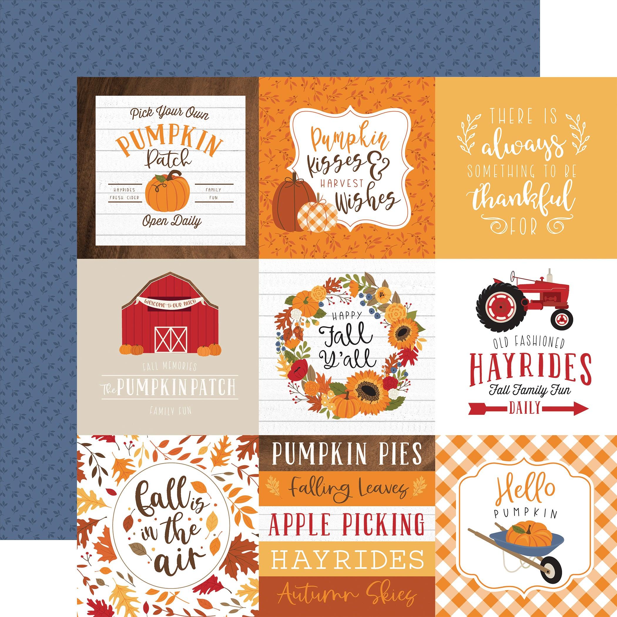 Fall Collection 4x4 Journaling Cards 12 x 12 Double-Sided Scrapbook Paper by Echo Park Paper
