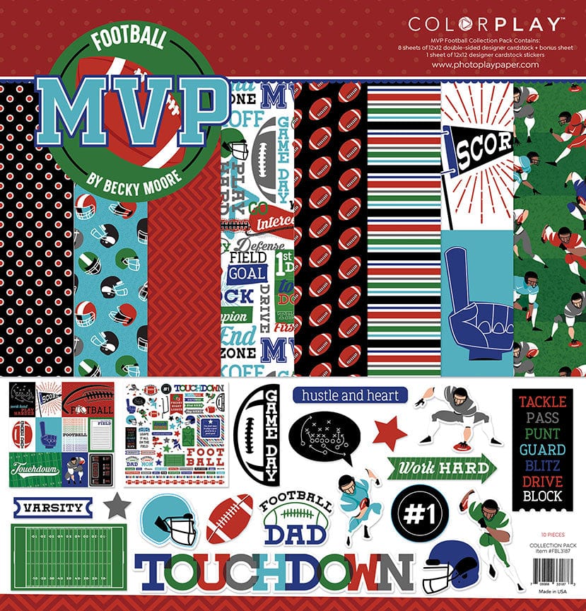 MVP Football Collection 12 x 12 Paper & Sticker Collection Pack by Photo Play Paper