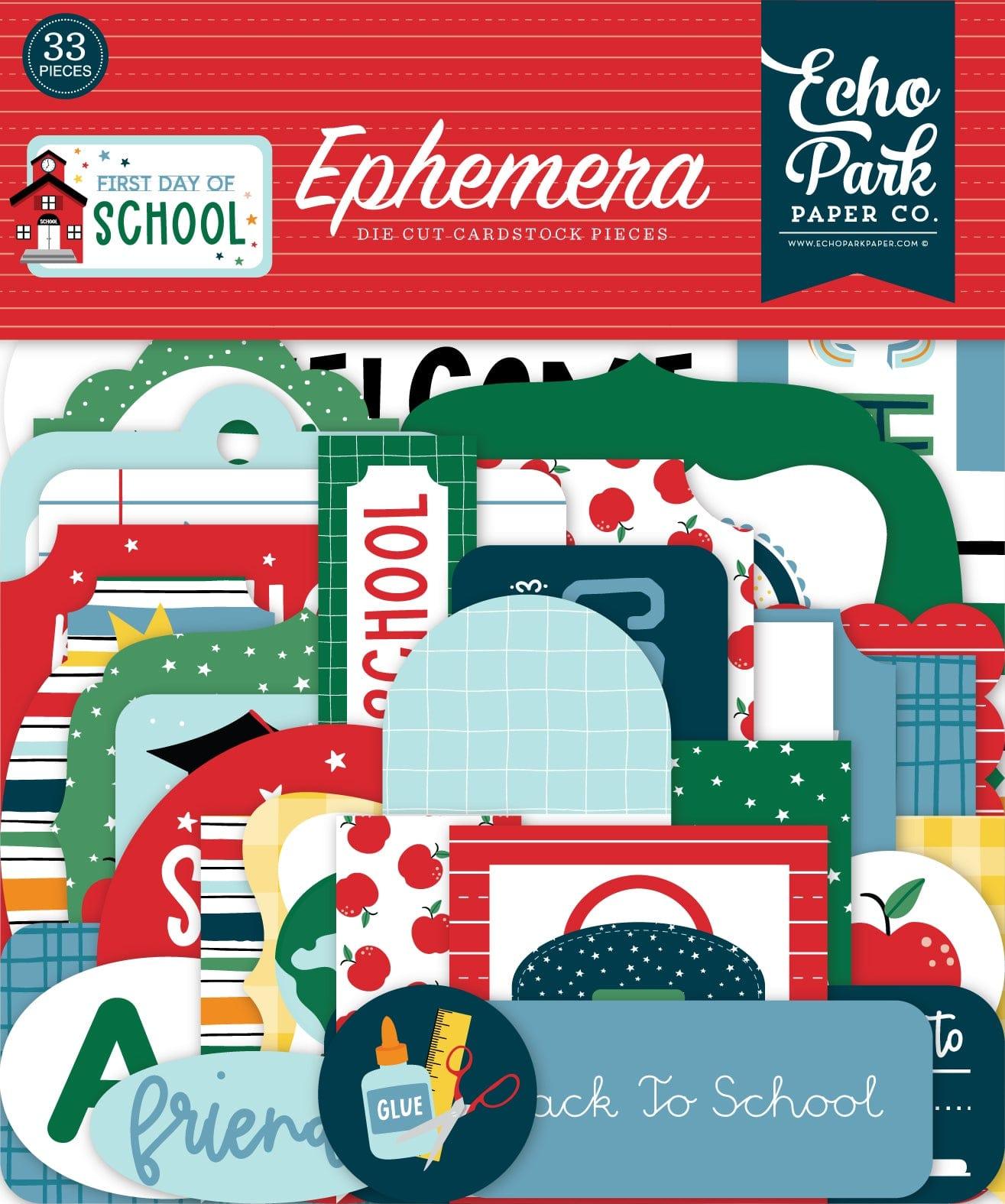 First Day Of School Collection 5 x 5 Scrapbook Ephemera Die Cuts by Echo Park Paper - Scrapbook Supply Companies