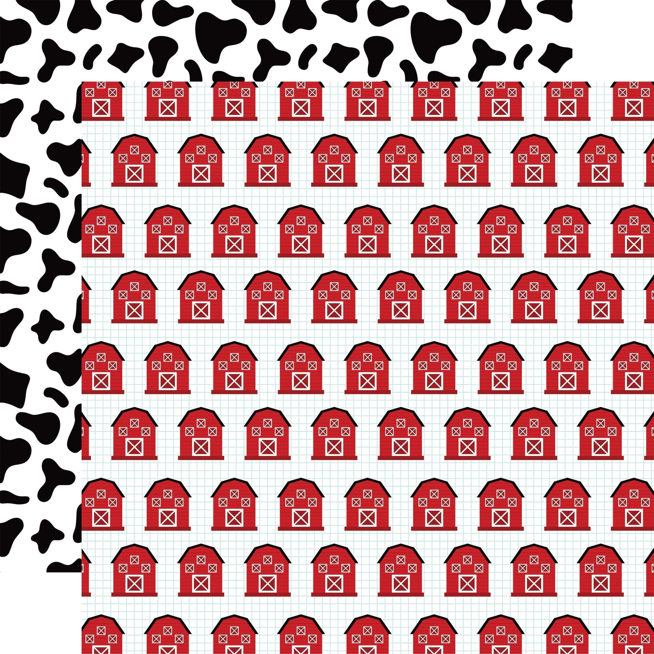 Fun on The Farm Double Sided Cardstock 12 inch x12 inch Red Barns