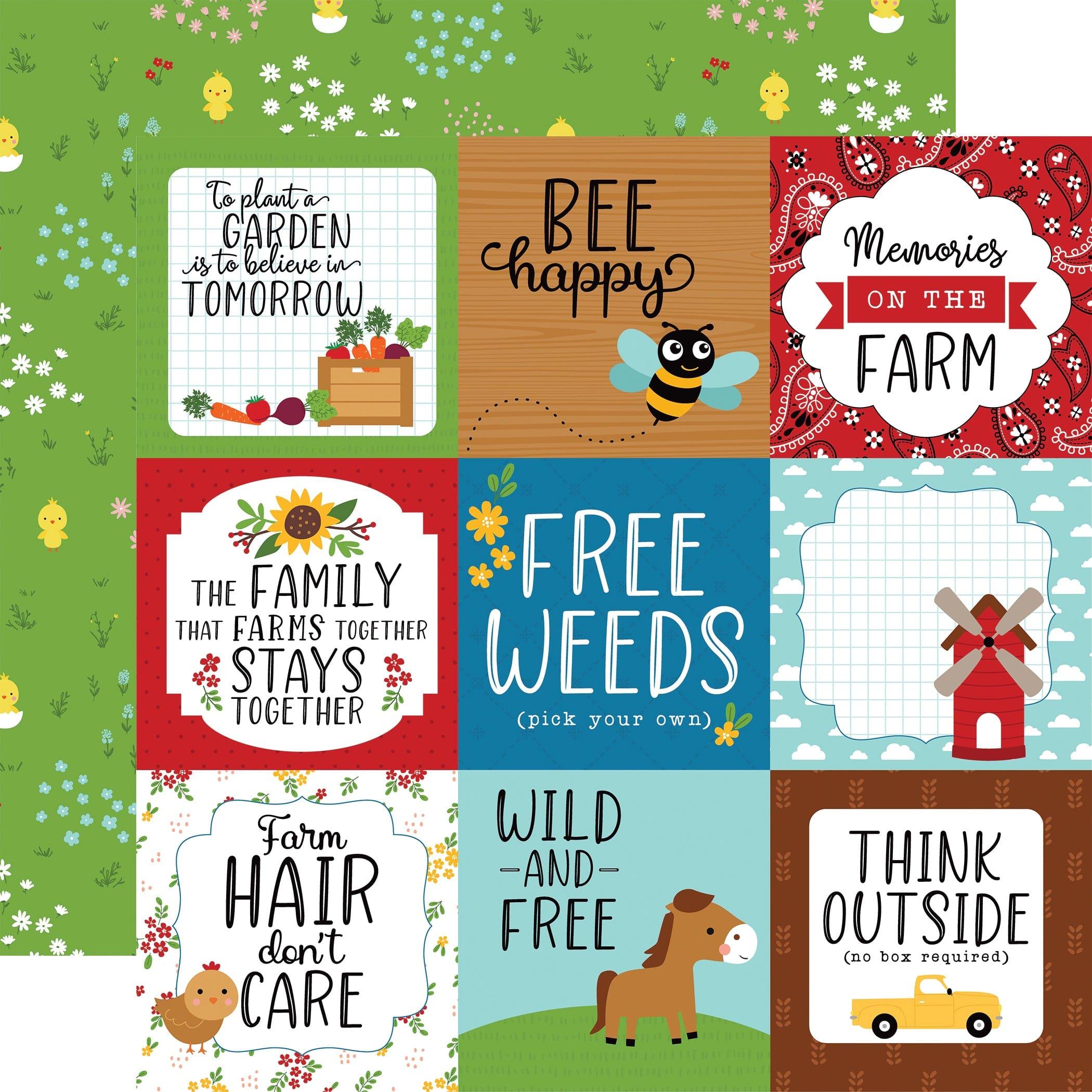 Fun On The Farm Collection 4x4 Journaling Cards 12 x 12 Double-Sided Scrapbook Paper by Echo Park Paper