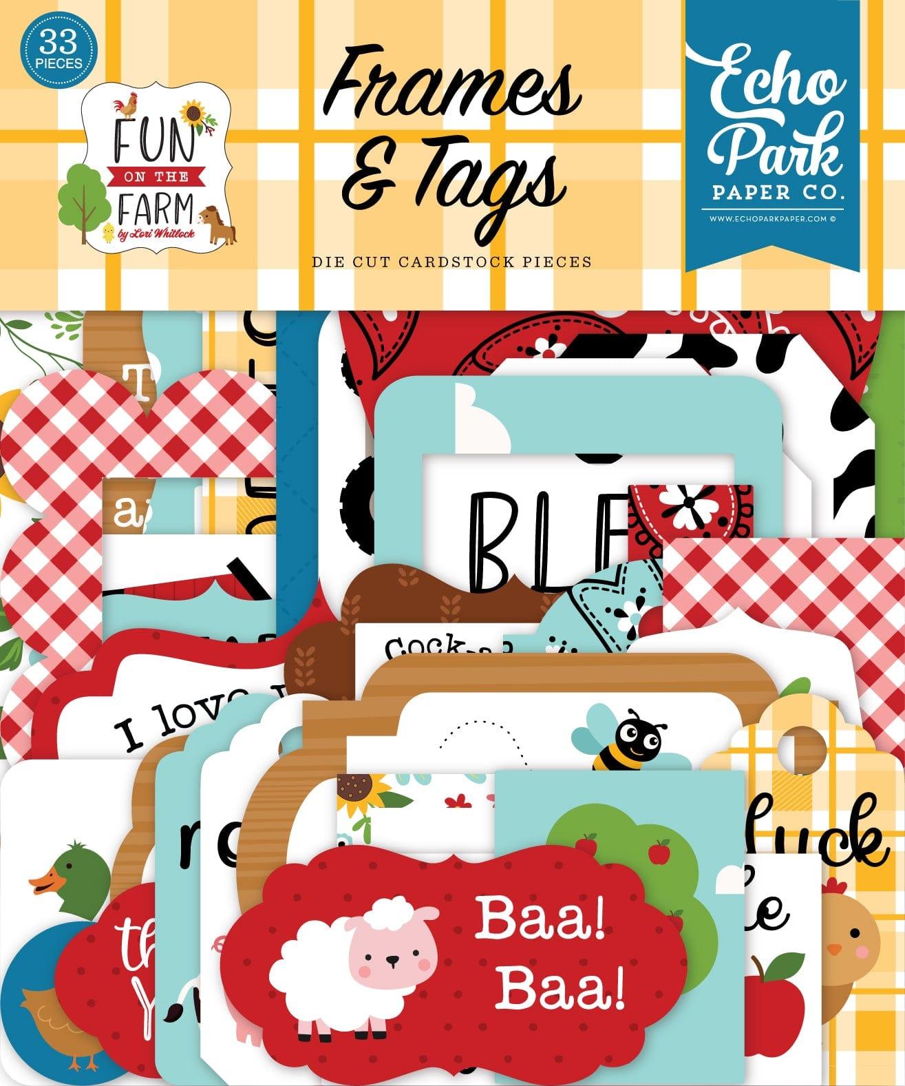 Fun On The Farm Collection 5 x 5 Scrapbook Tags & Frames Die Cuts by Echo Park Paper - Scrapbook Supply Companies