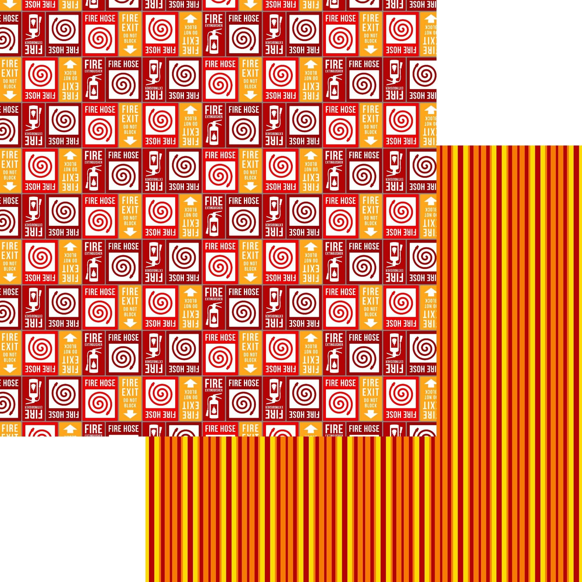 Occupation Collection Firefighter Stripes 12 x 12 Double-Sided Scrapbook Paper by SSC Designs - Scrapbook Supply Companies