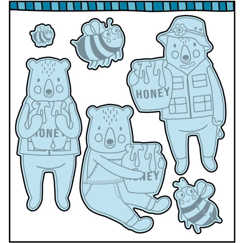 All The Buzz Collection Honey Bears 4.5 x 7.5 Metal Dies by Dare2BArtzy - Scrapbook Supply Companies