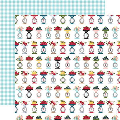 Farmer's Market Collection Produce Scale 12 x 12 Double-Sided Scrapbook Paper by Echo Park Paper