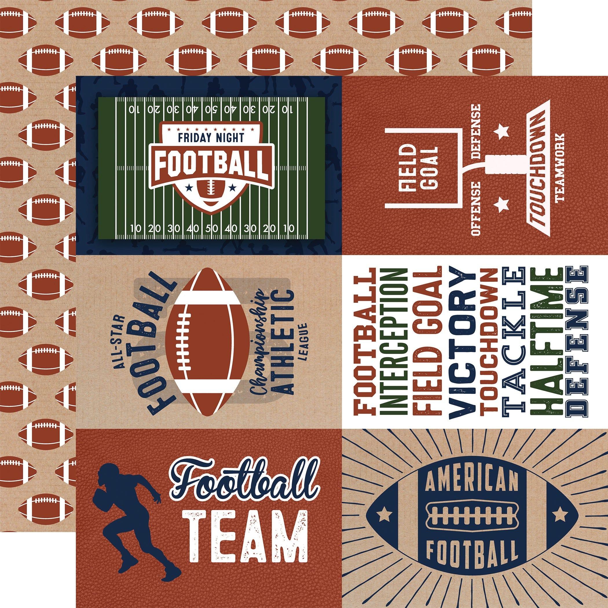 Football Collection 4 x 6 Journaling Cards 12 x 12 Double-Sided Scrapbook Paper by Echo Park Paper - Scrapbook Supply Companies