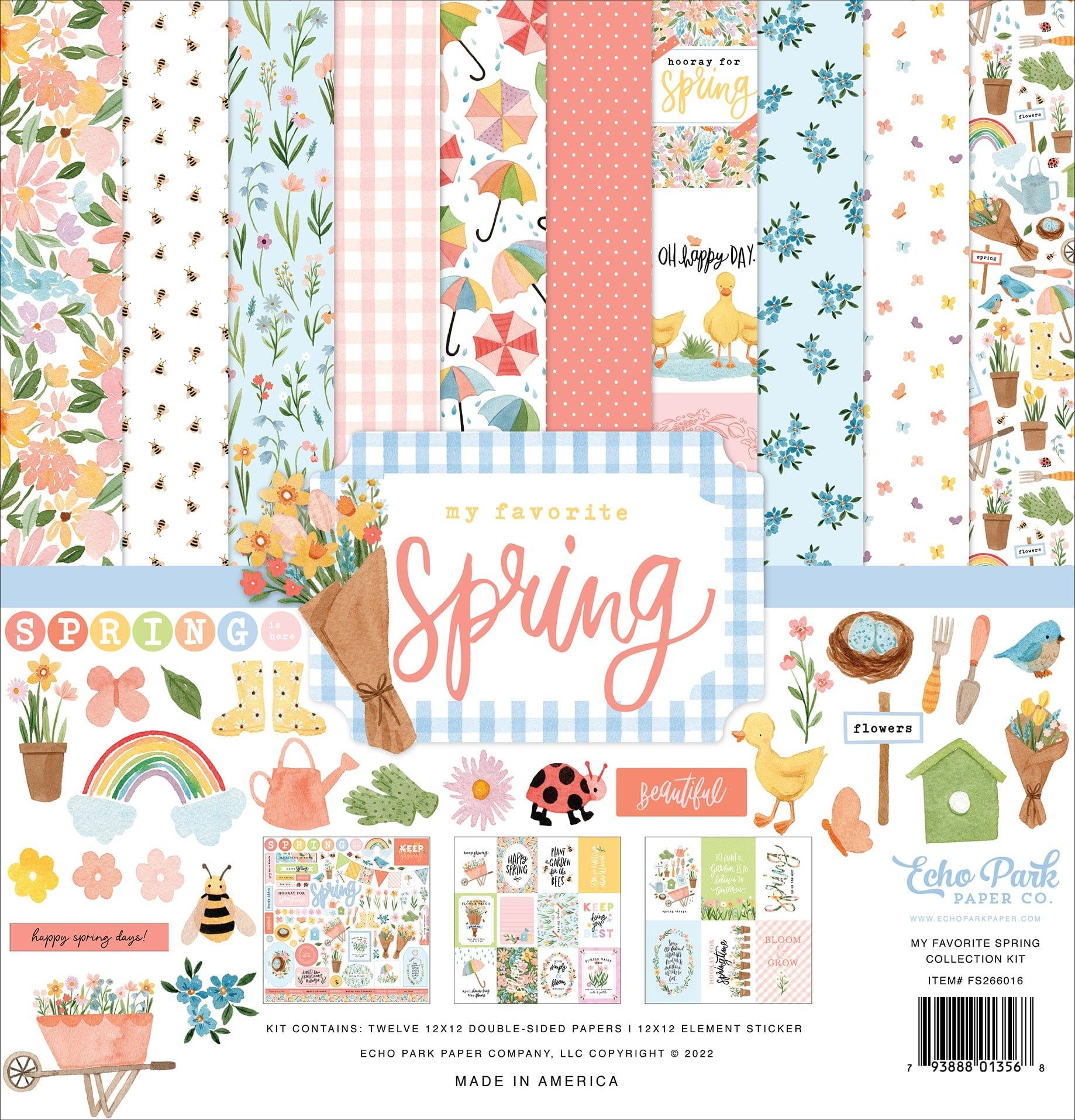 My Favorite Spring Collection 12 x 12 Double-Sided Scrapbook Paper Kit & Sticker Sheet by Echo Park Paper - 13 Pieces