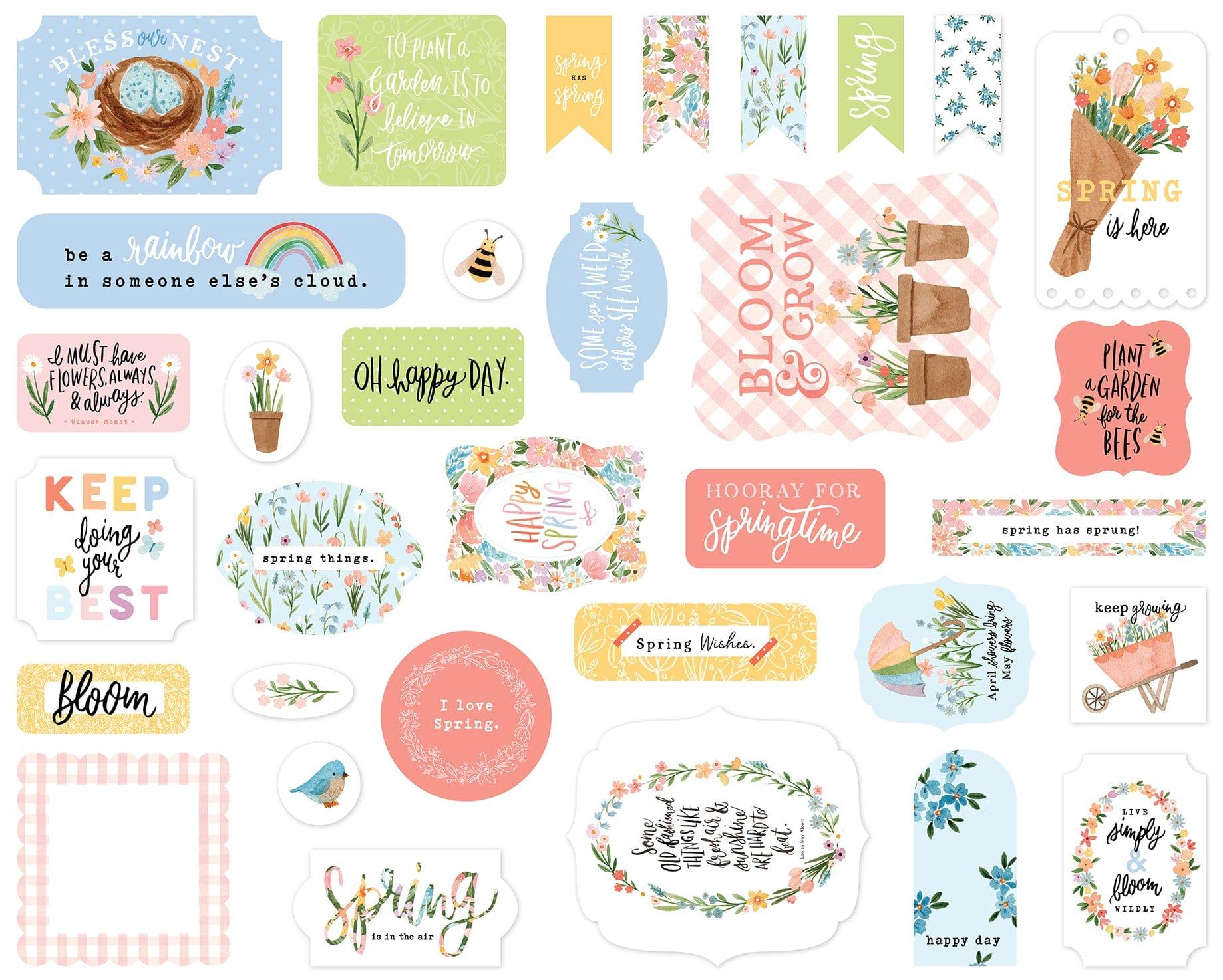My Favorite Spring Collection 5 x 5 Scrapbook Ephemera Die Cuts by Echo Park Paper - Scrapbook Supply Companies