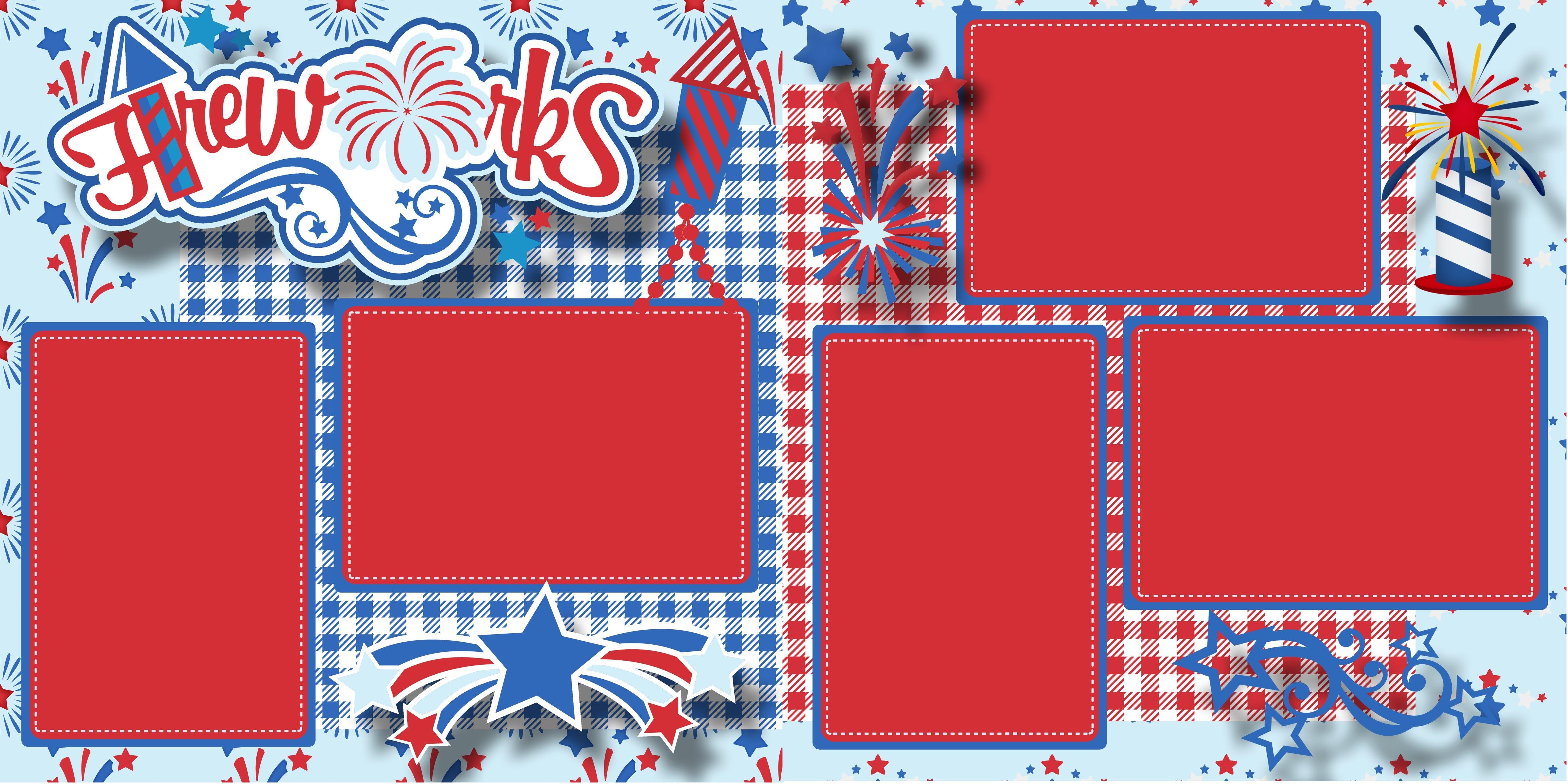 Fireworks (2) - 12 x 12 Premade, Printed Scrapbook Pages by SSC Designs