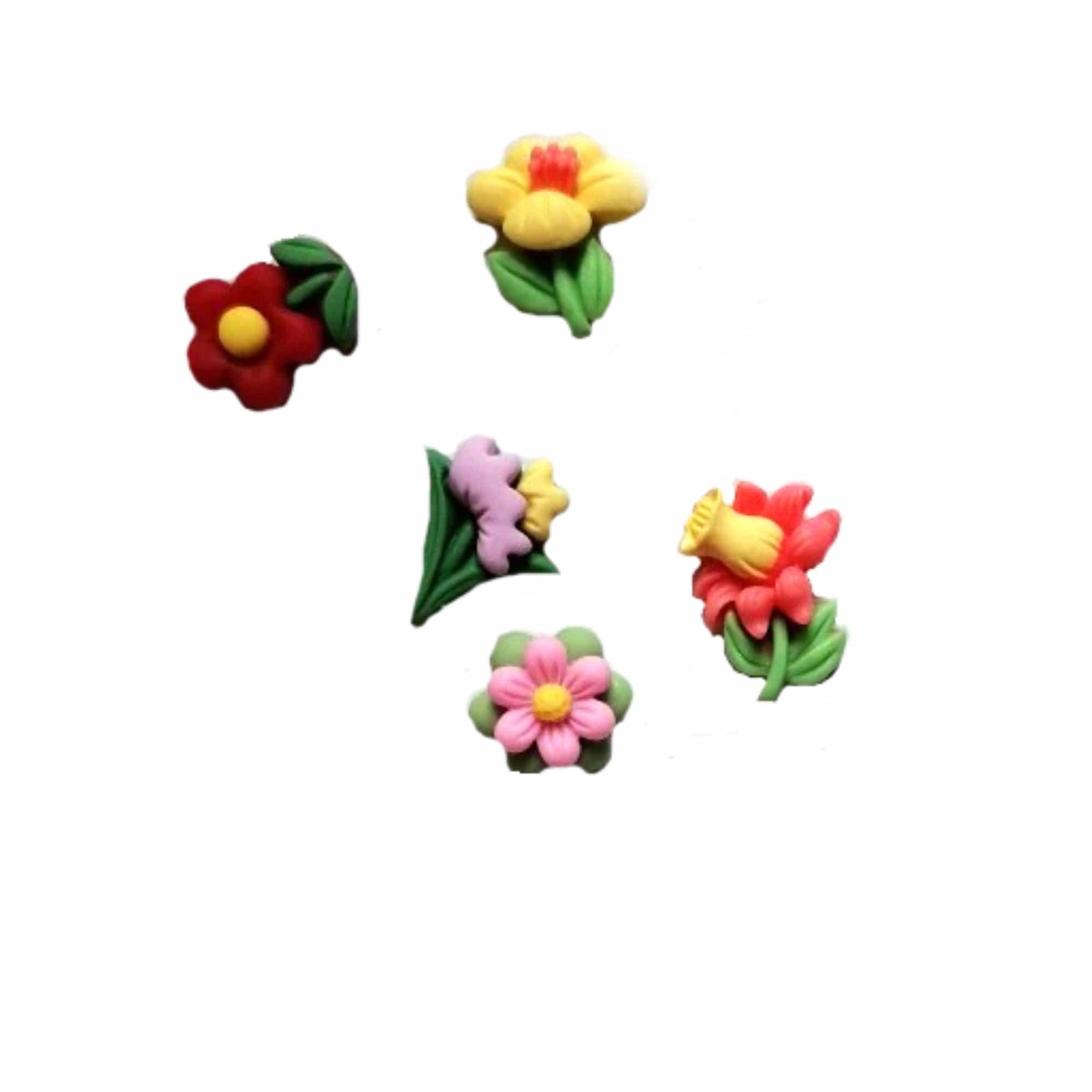 Flower Fun Collection .5" Flower Variety Flatback Scrapbook Buttons by SSC Designs - Pkg. of 5