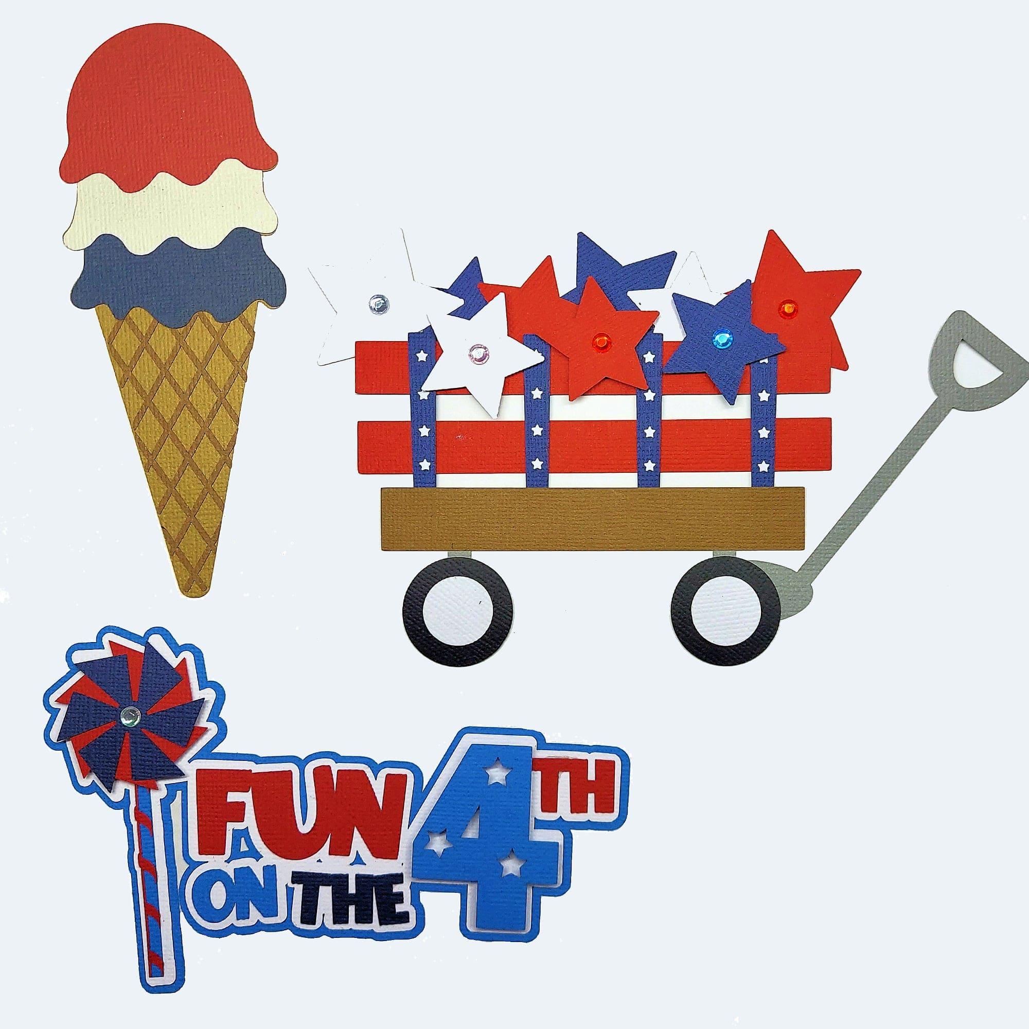 Fun on the 4th Laser Die Cut Scrapbook Embellishment Set by SSC Laser Designs - 3 Pieces