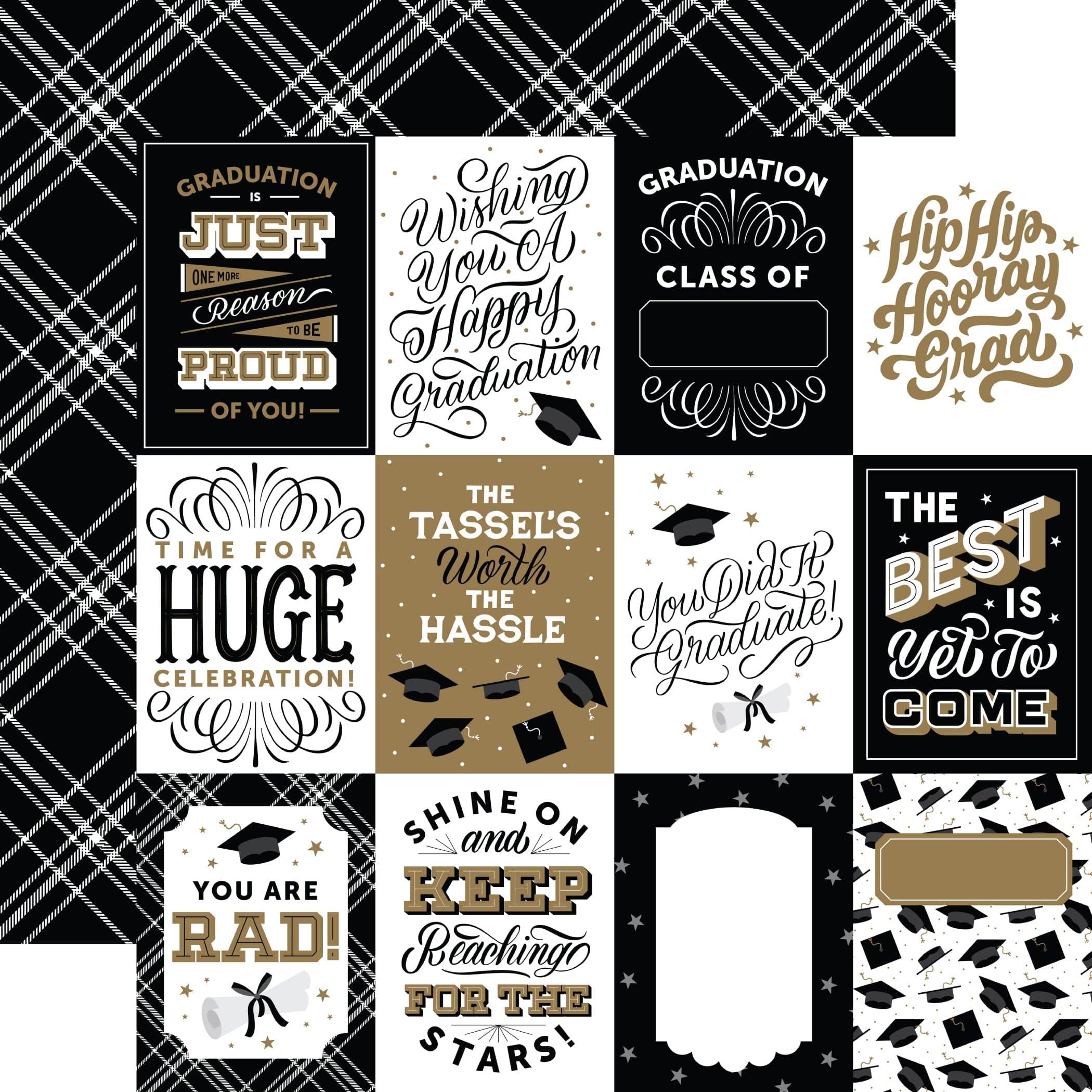 Graduation Collection 3x4 Journaling Cards 12 x 12 Double-Sided Scrapbook Paper by Echo Park Paper