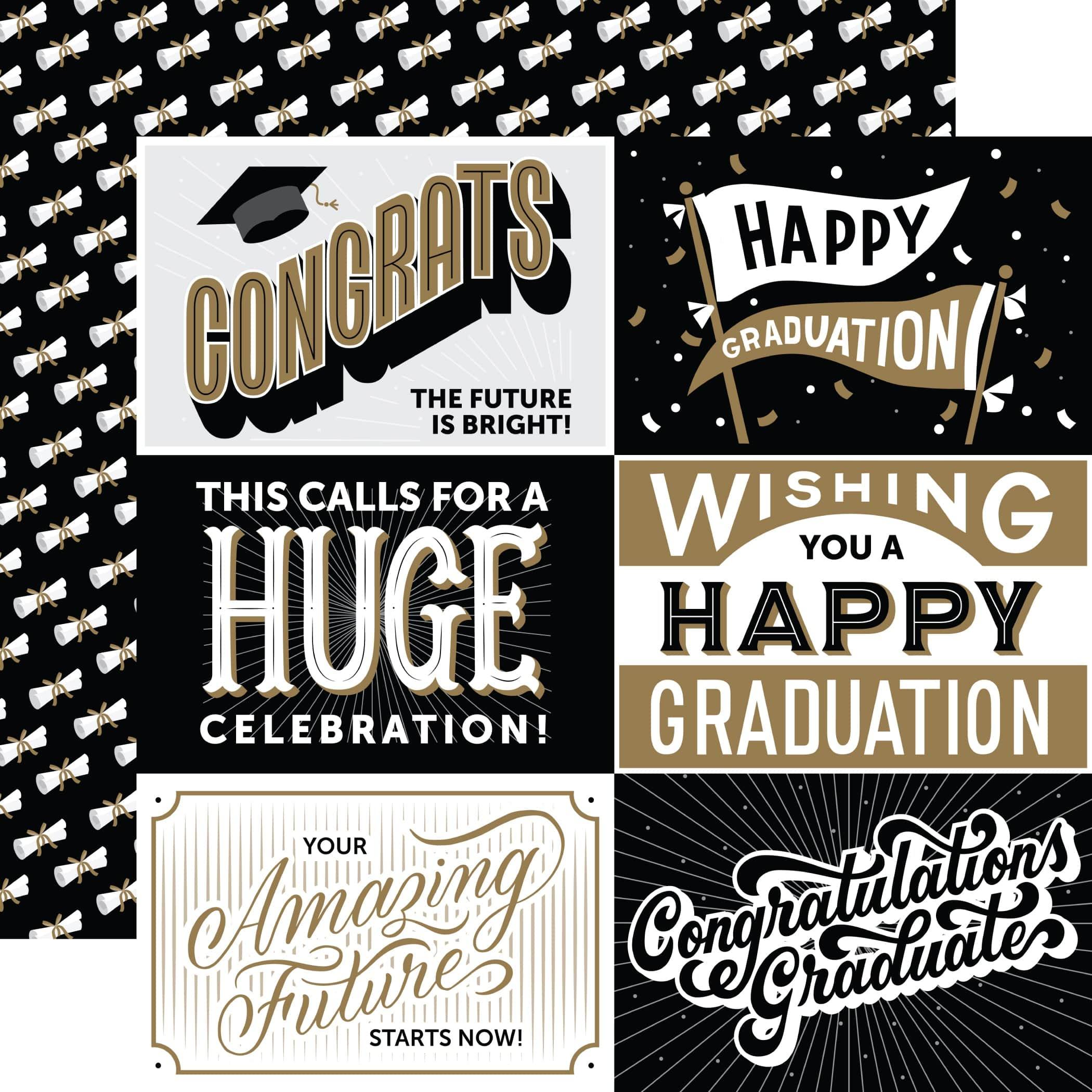 Graduation Collection 6x4 Journaling Cards 12 x 12 Double-Sided Scrapbook Paper by Echo Park Paper - Scrapbook Supply Companies