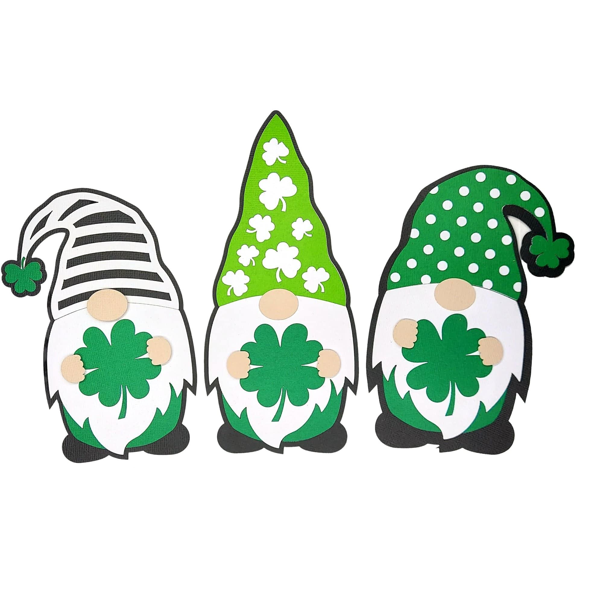 St. Patrick's Day - Set of 3 Gnomes 4.5 X 7.5 Scrapbook Laser Embellishments by SSC Laser Designs
